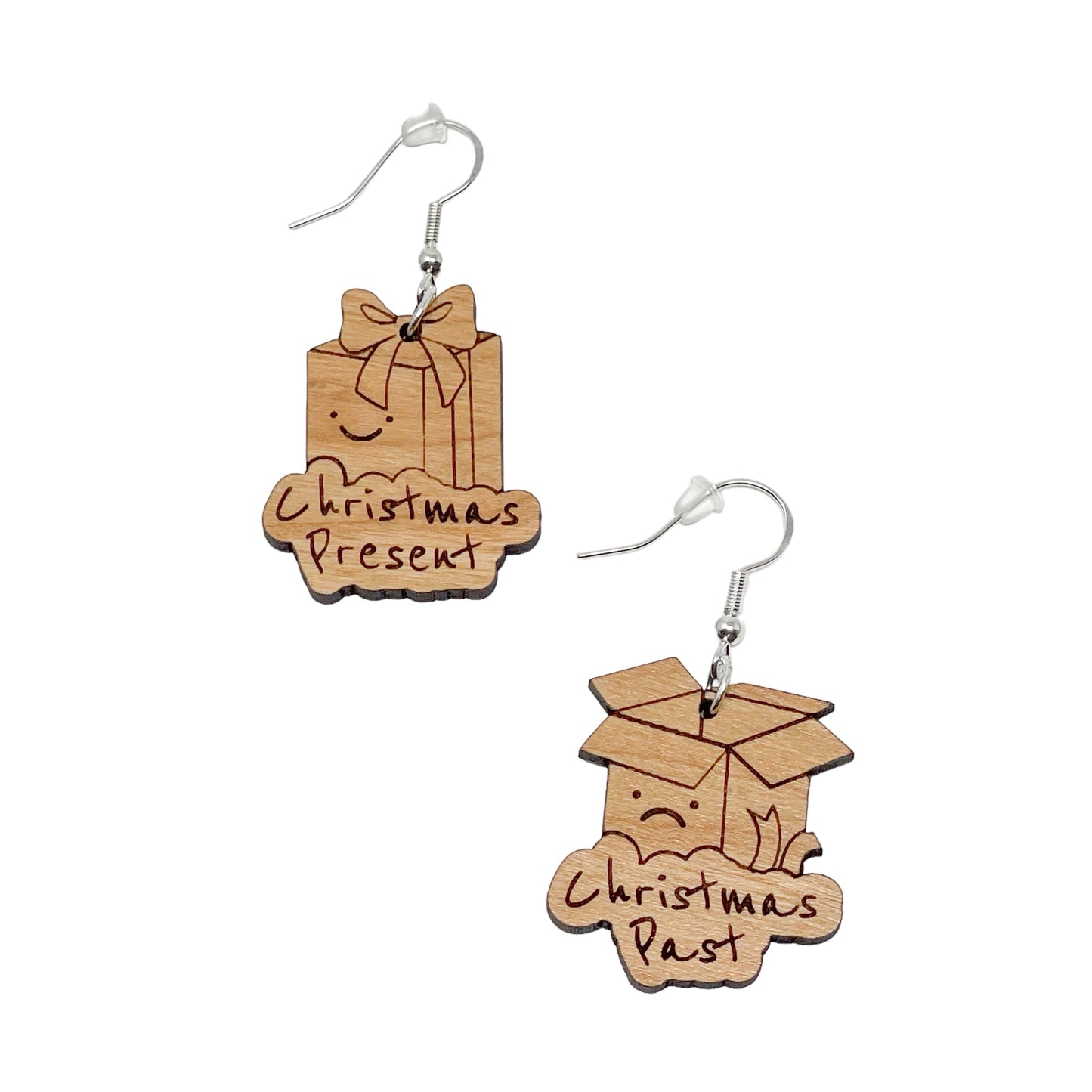 Funny Present Earrings, Rustic Dangle Earring, Funny Quote Earrings, Cute Winter Holiday Earring, Wood Word Earring, Country Western Jewelry