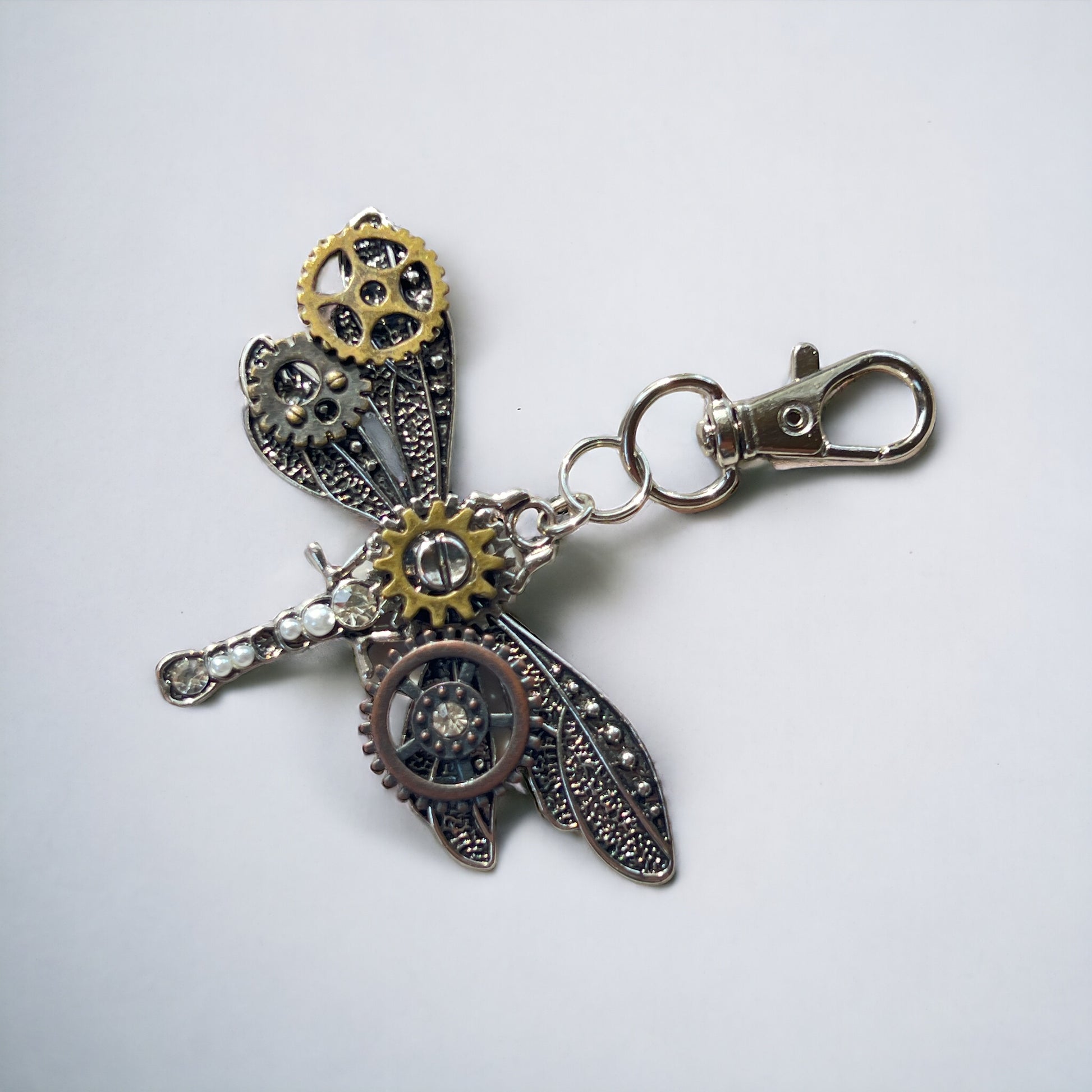 Steampunk Dragonfly Zipper Pull Keychain Purse Charm