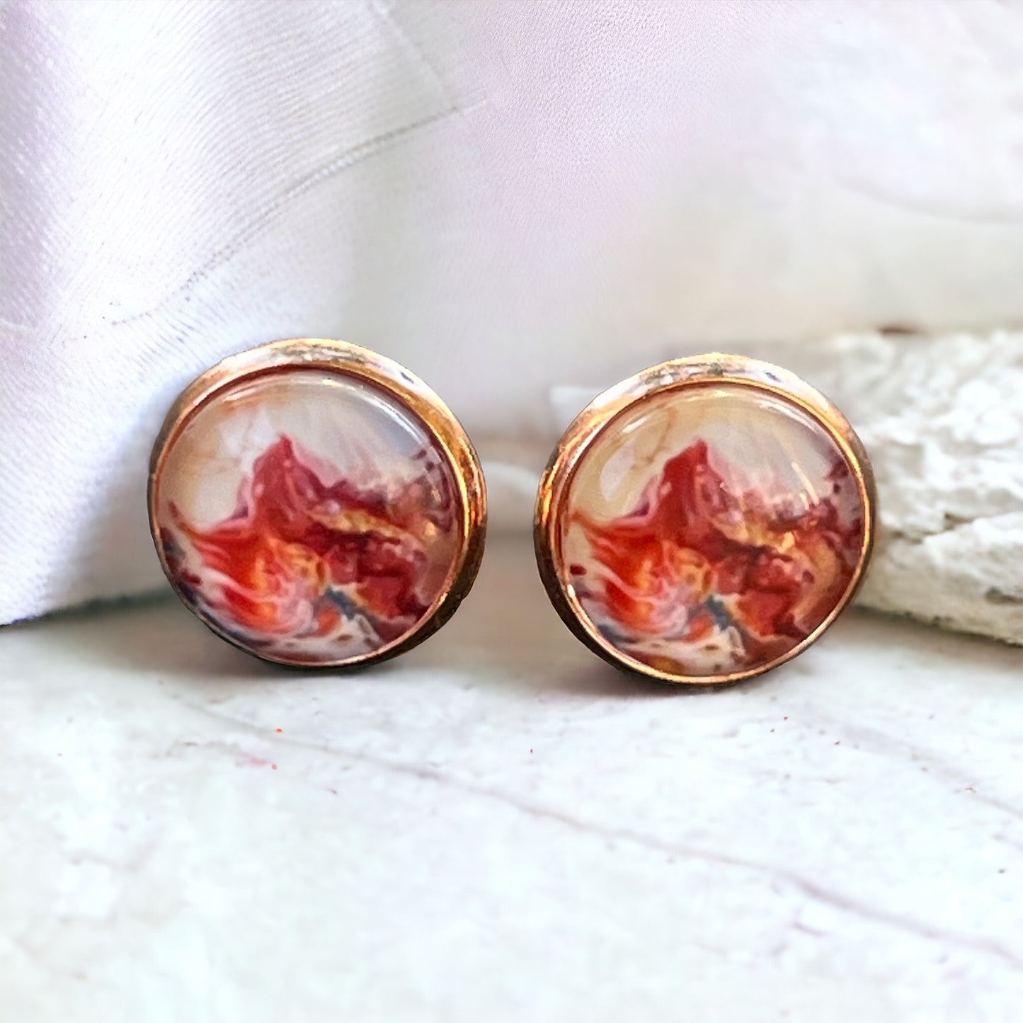 Pink Watercolor Rose Gold Stud Earrings: Elegant & Feminine Touches for Every Occasion