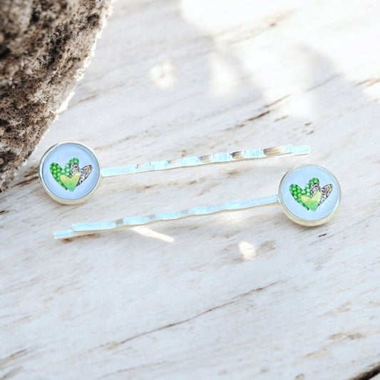 Patterned Heart Bobby Pins - Fun Holiday Hair Accessories