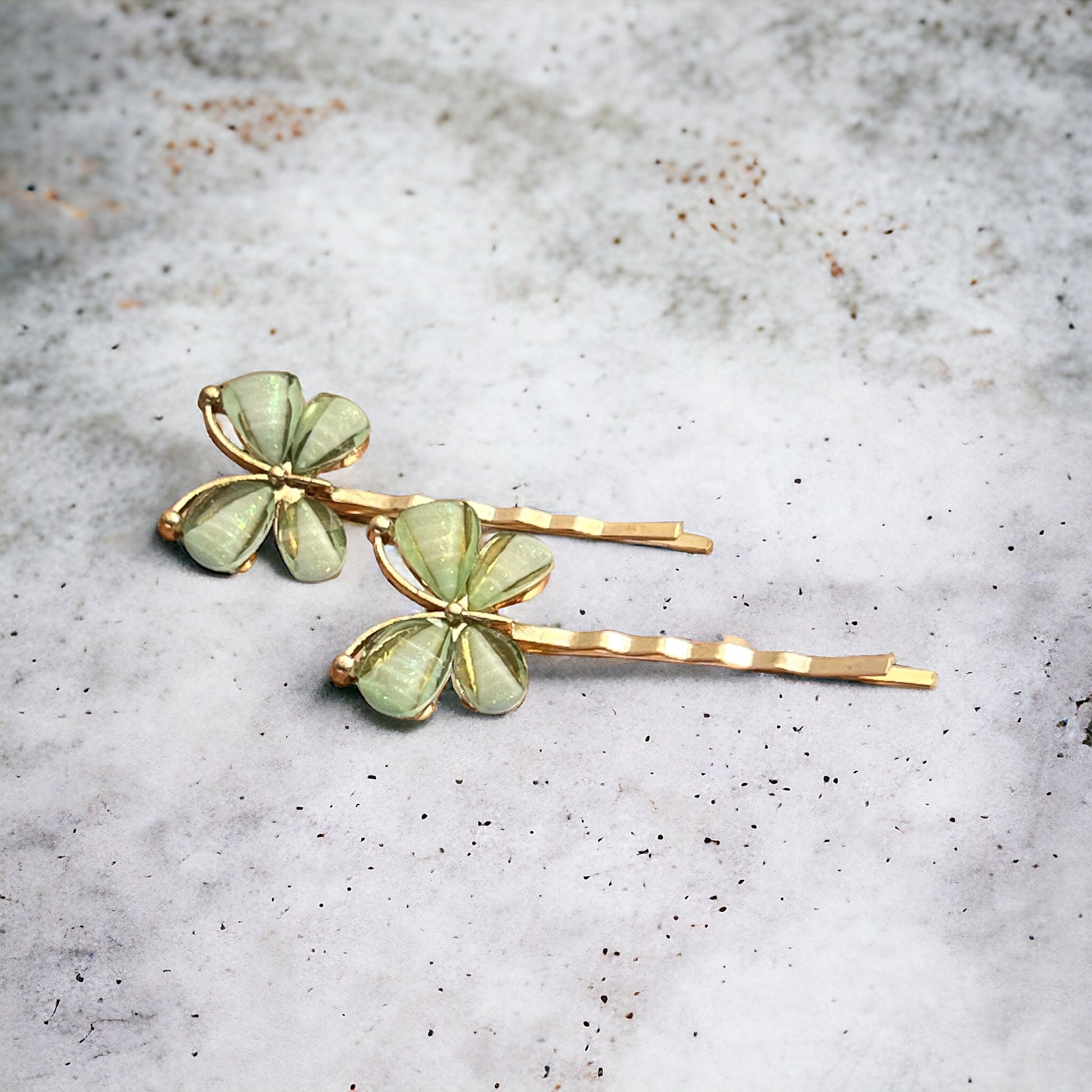 Green Rhinestone Butterfly Hair Pins - Elegant & Vibrant Hair Accessories