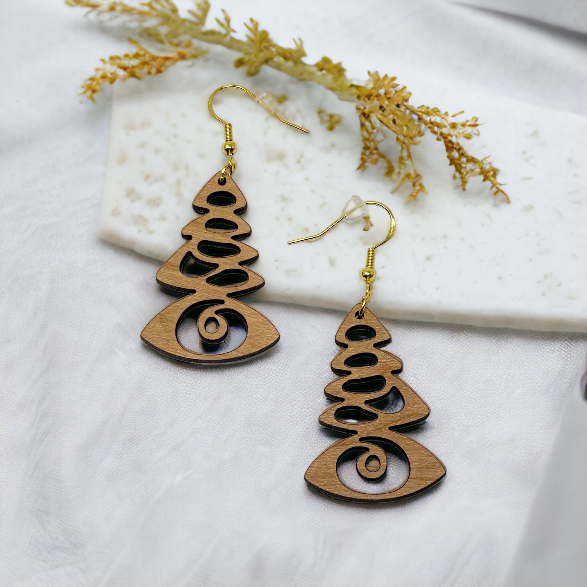 Tree Earrings - Rustic Wood Dangle Earrings with a Whimsical Boho Touch, Cute Winter Holiday Accessories | Nature-Inspired Jewelry