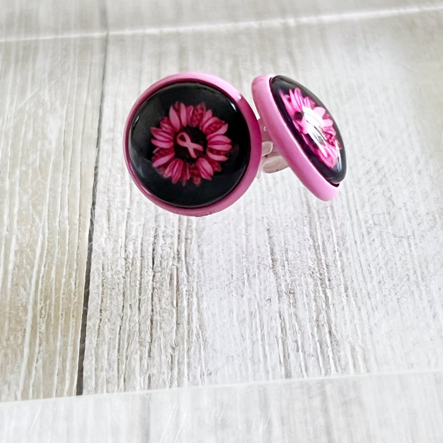 Breast Cancer Awareness Pink Sunflower Stud Earrings - Stylish and Supportive Accessories