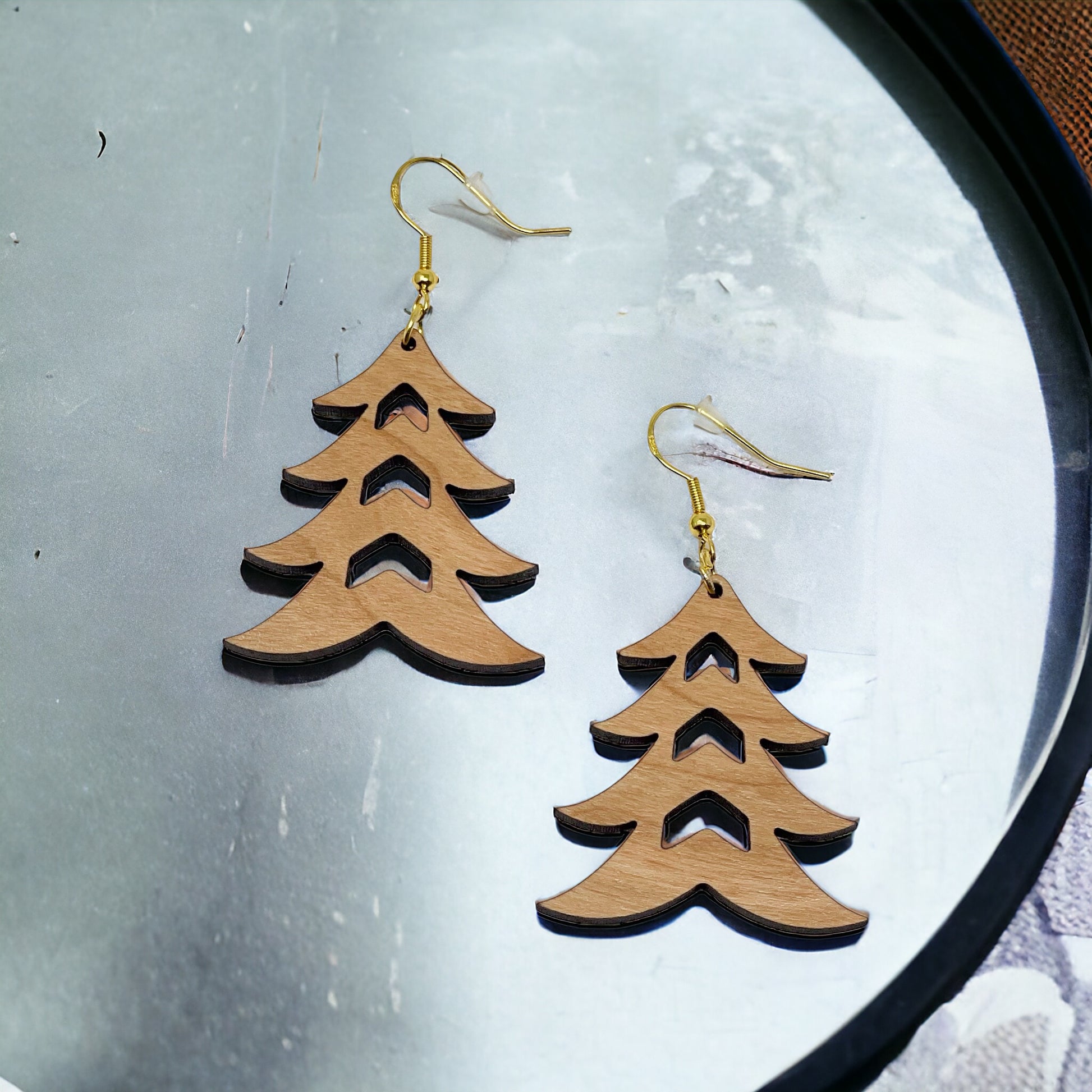 Tree Earrings - Rustic Wood Dangle Earrings with a Whimsical Boho Touch, Cute Winter Holiday Accessories | Nature-Inspired Jewelry