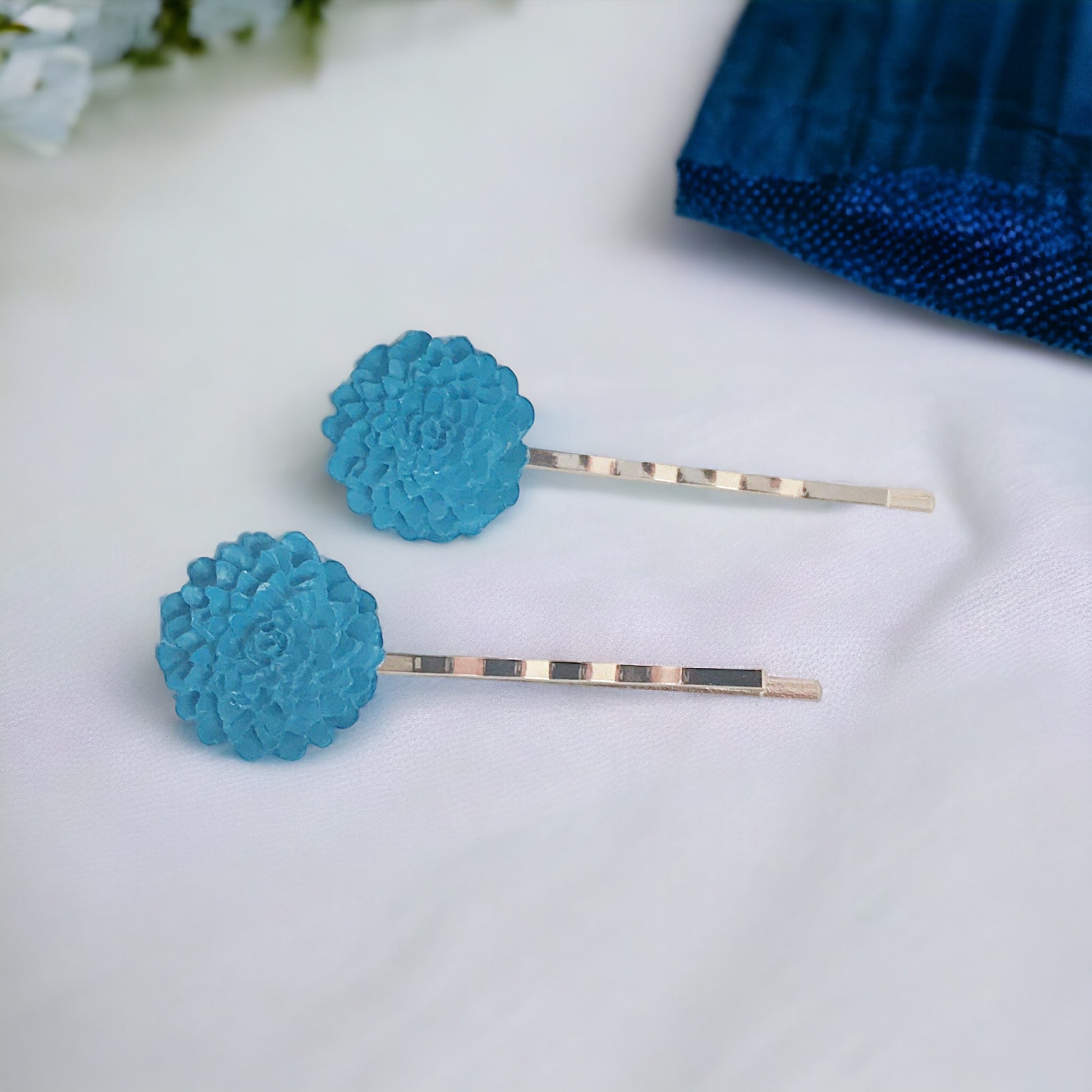 Blue Floral Hair Pins - Elegant Wedding Hair Accessories | Stylish Women's Hair Pins for Floral Touches