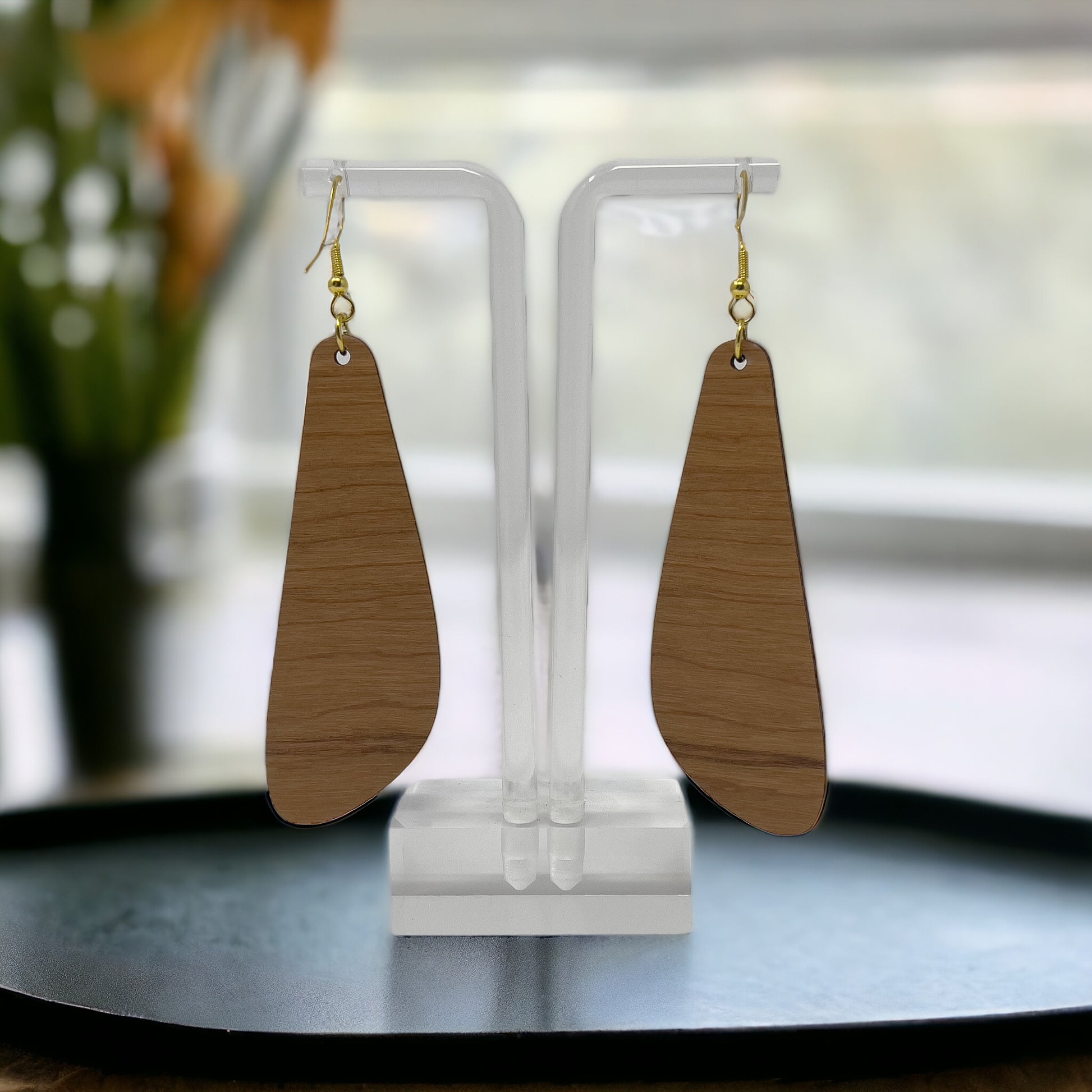 Bookshelf Wood Dangle Earrings - Cute Book Lover Gift | Boho Women's Miniature Bookcase Jewelry