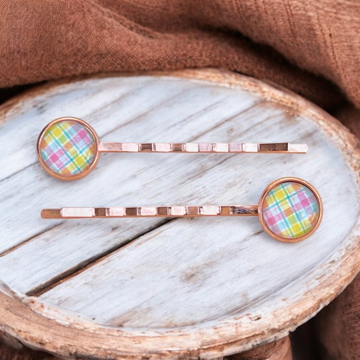 Rose Gold Pastel Plaid Bobby Pins: Fun & Flirty Hairstyles