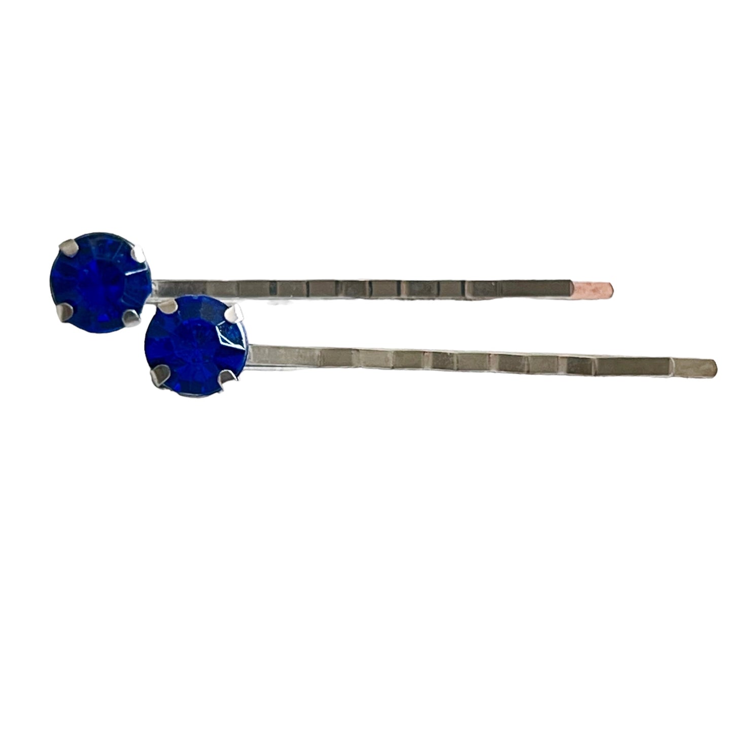 Round Blue Rhinestone Hair Pins - Elegant and Sparkling Hair Accessories