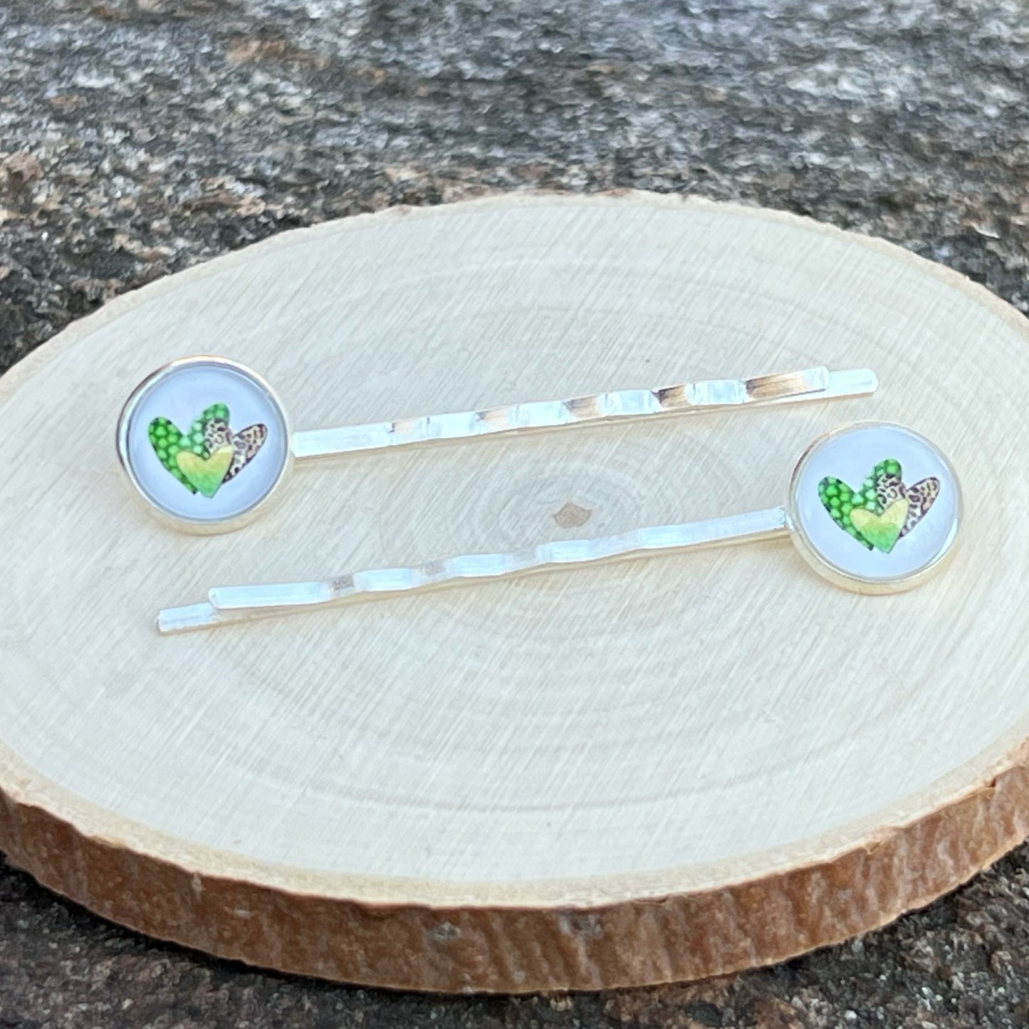 Patterned Heart Bobby Pins - Fun Holiday Hair Accessories