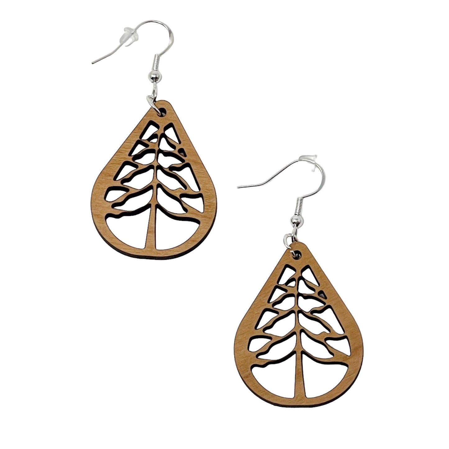 Teardrop Tree Earrings - Rustic Wood Dangle Earrings with a Whimsical Boho Touch, Cute Winter Holiday Accessories | Nature-Inspired Jewelry