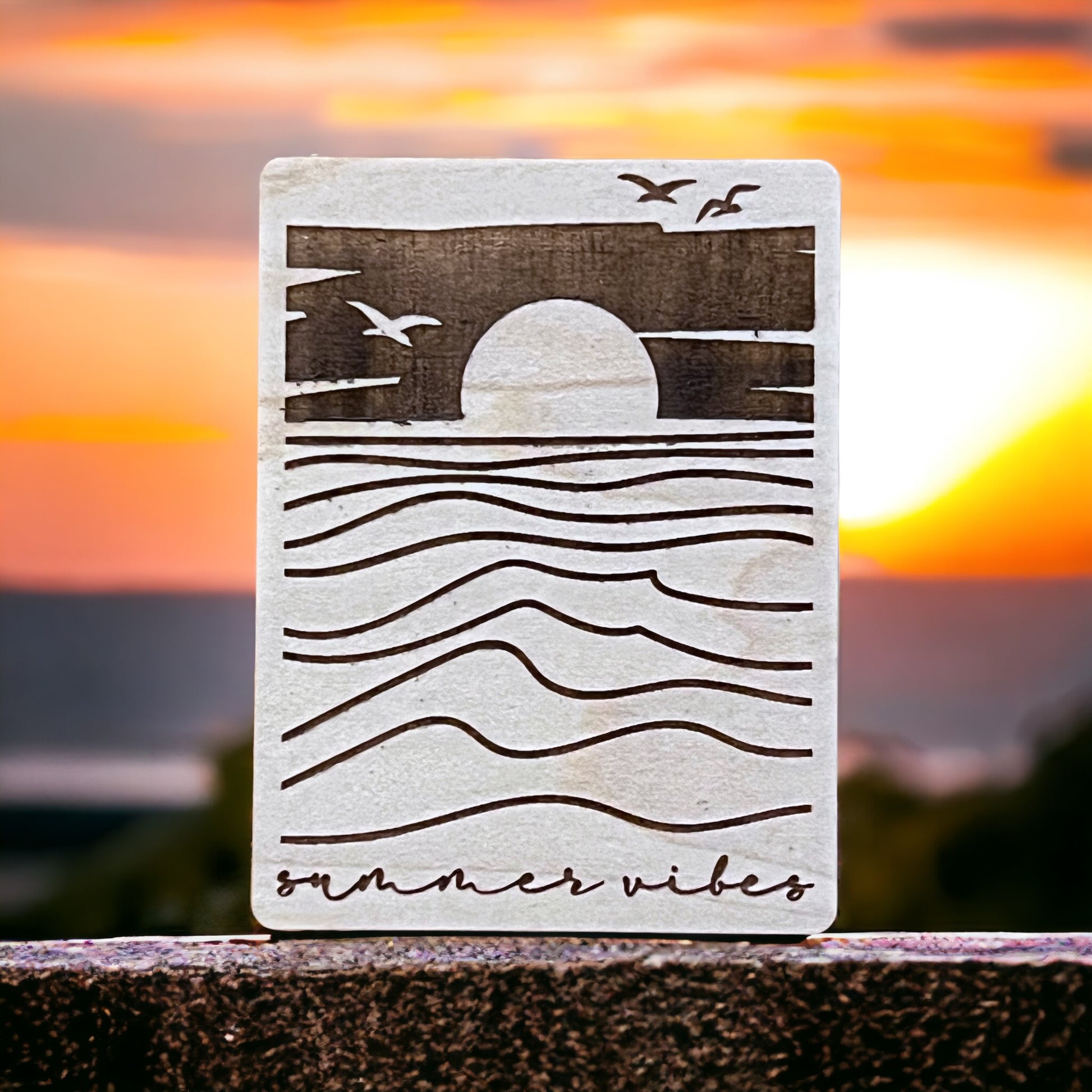 Magnets for Home Work School Office, Gift for Outdoorsy Person, Hiking Beach Waves Sun, Paintable Magnet for Crafts, Boho Coastal Wood Decor