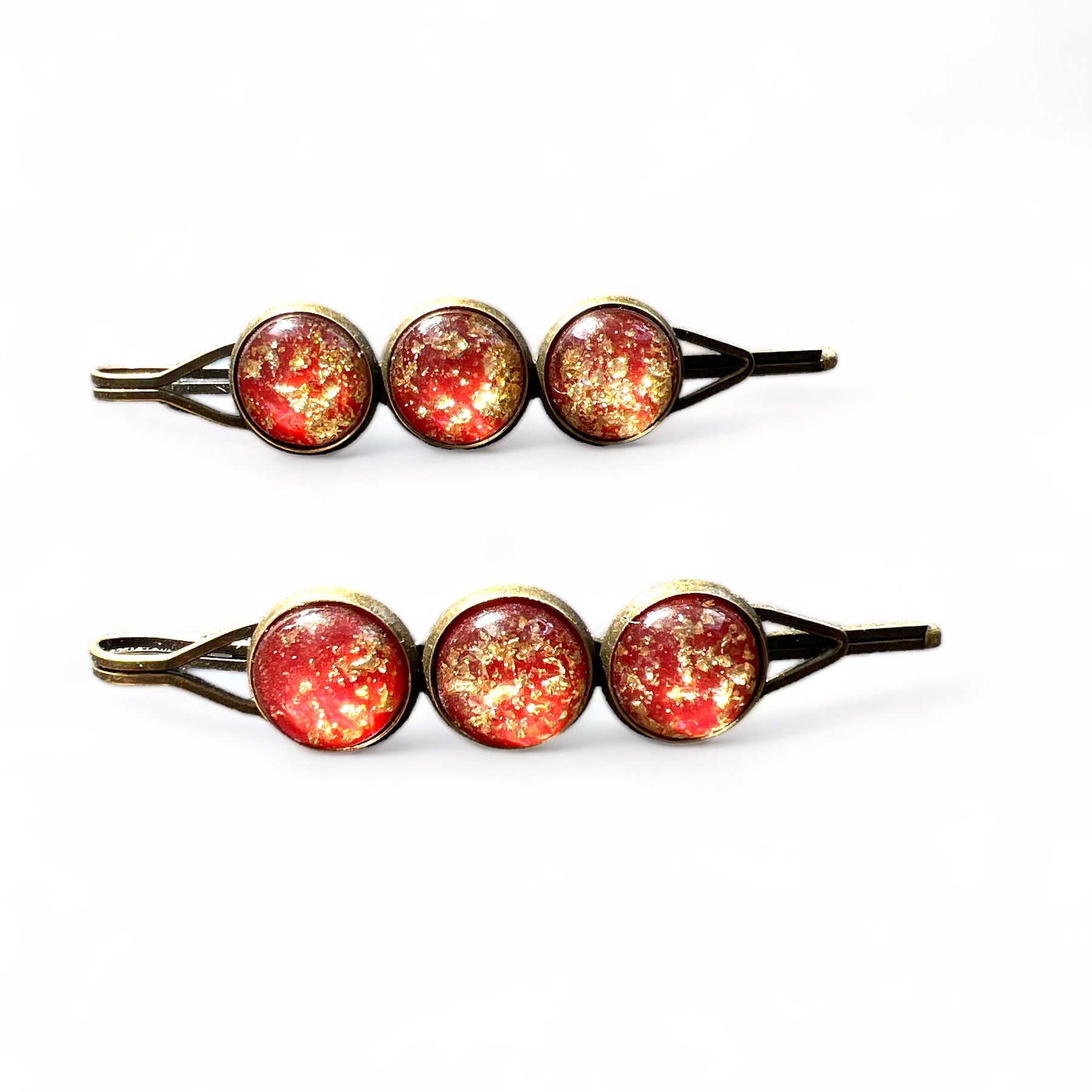 Red Gold Flake Glitter Hair Pins: Sparkling Accents for Glamorous Hairstyles