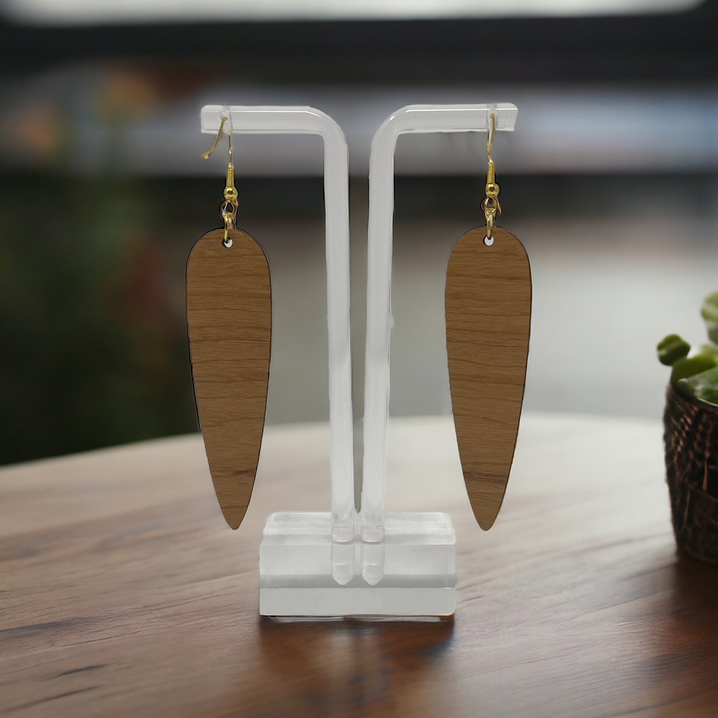 Bookshelf Wood Dangle Earrings - Cute Book Lover Gift | Boho Women's Miniature Bookcase Jewelry