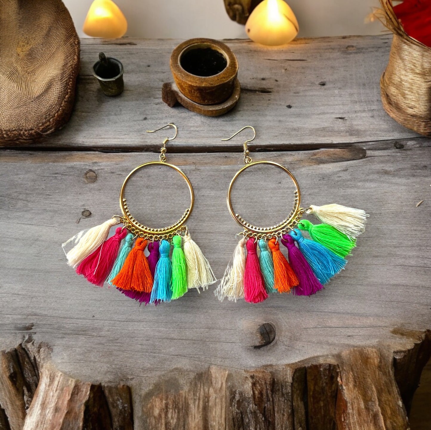 Multi-Colored String Tassel Earrings: Vibrant & Playful Accessories