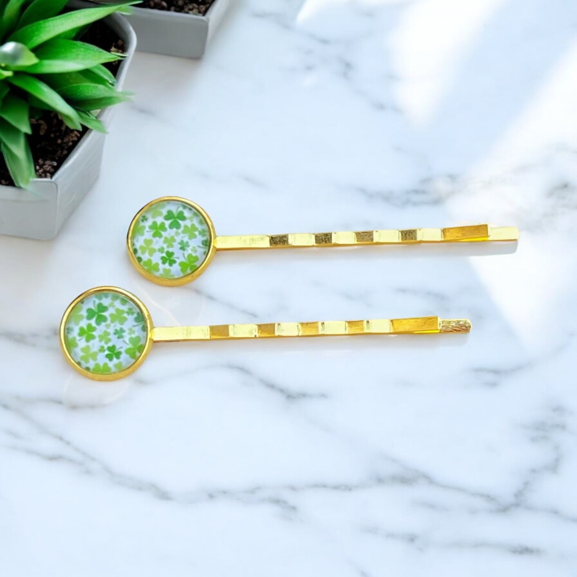 Shamrock Gold toned Bobby Pins- St Patrick’s Day Hair Accessories