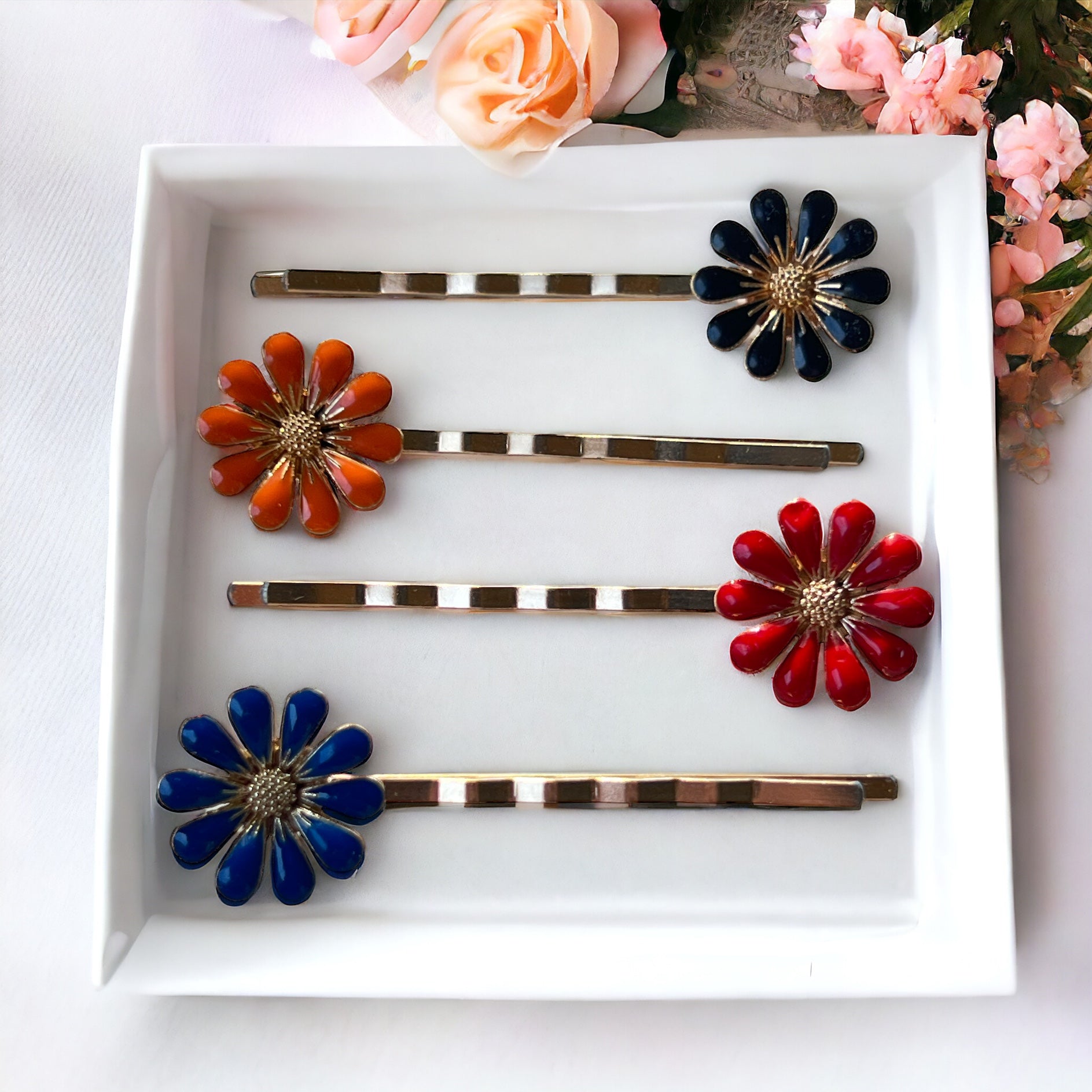 Decorative Enamel Wildflower Hair Pins - Delicate Floral Accessories