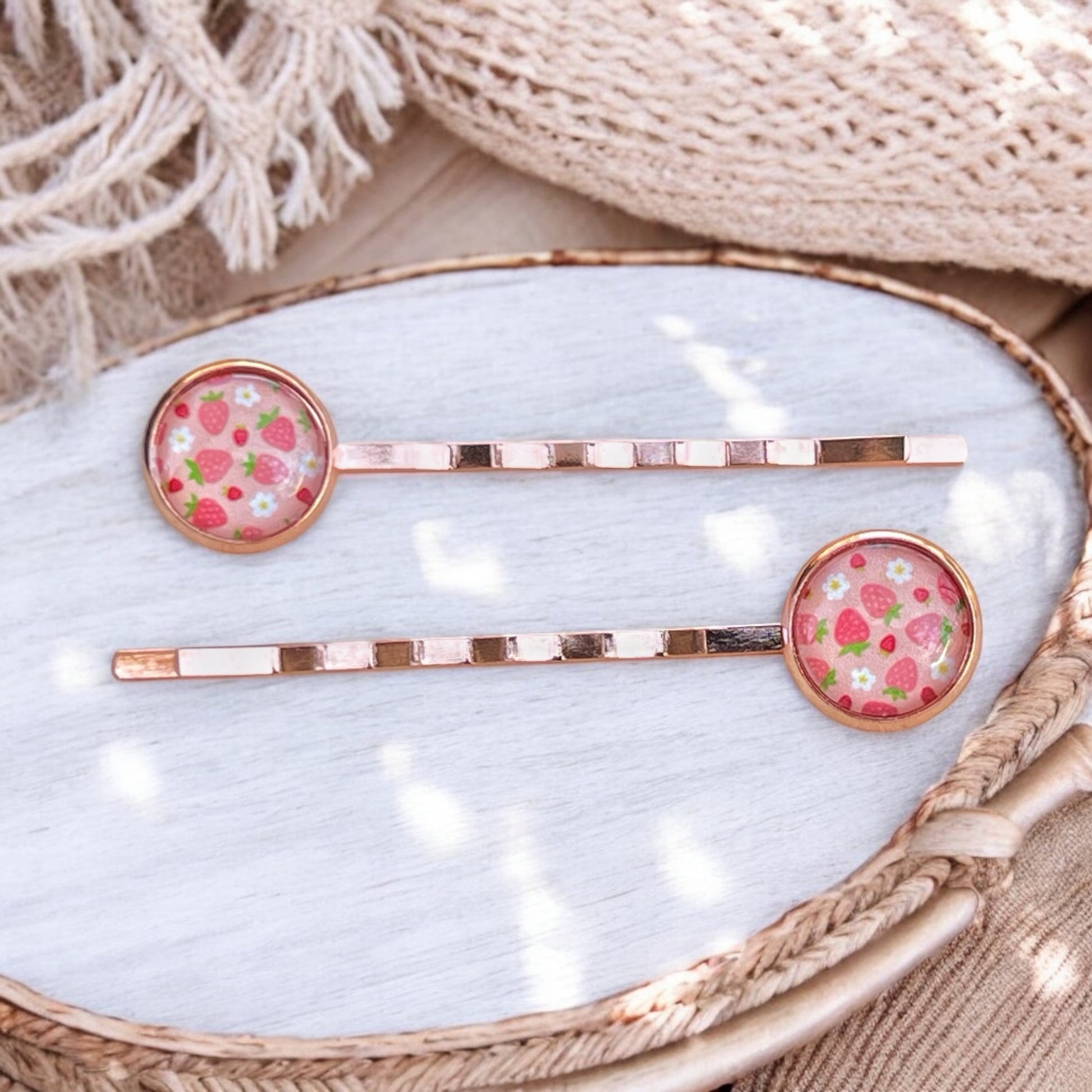 Rose Gold Strawberry Bobby Pins: Sweet Accessories for Fun & Flirty Hairstyles