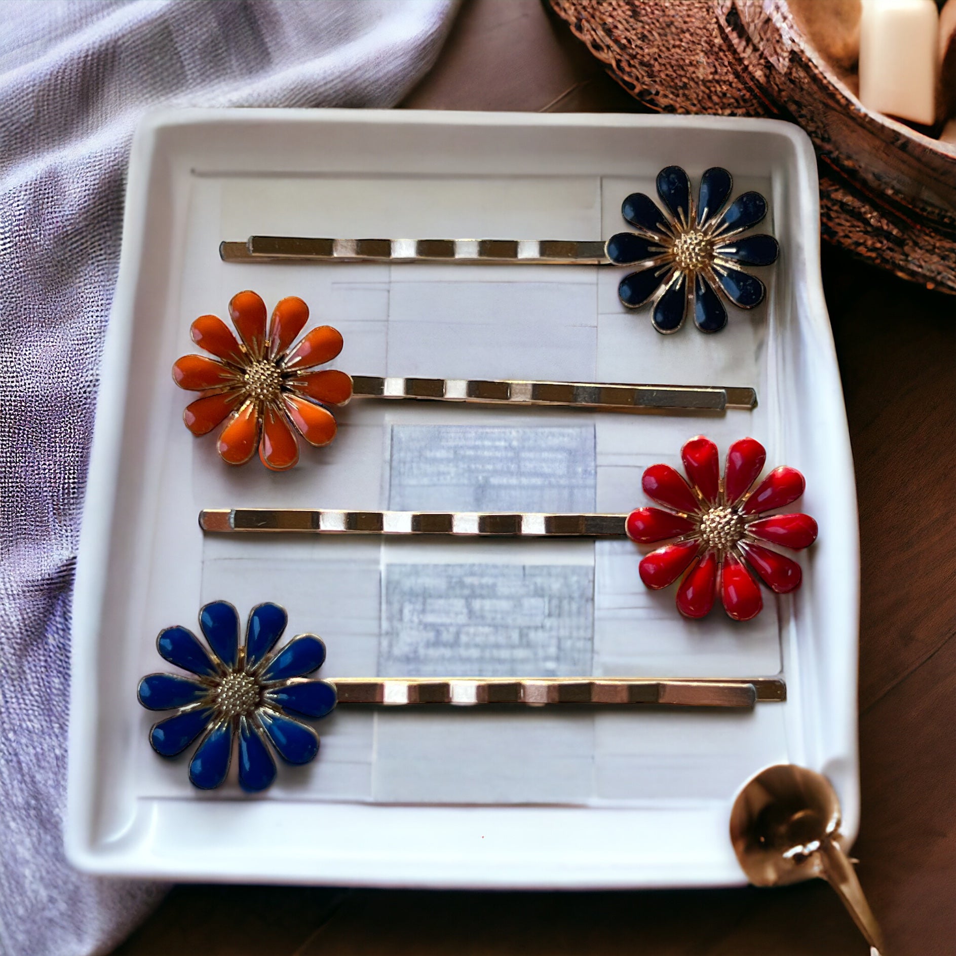 Decorative Enamel Wildflower Hair Pins - Delicate Floral Accessories