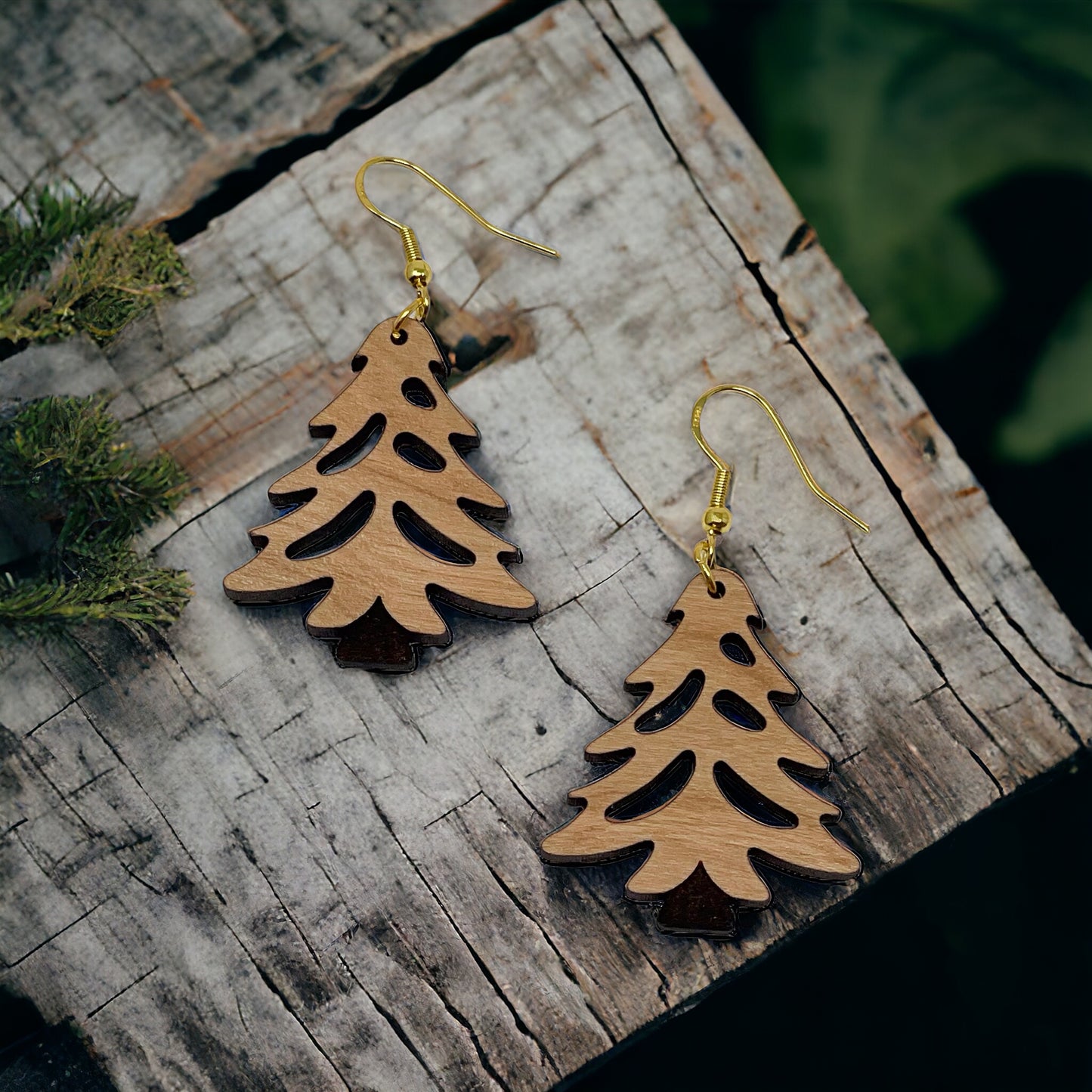 Tree Earrings - Rustic Wood Dangle Earrings with a Whimsical Boho Touch, Cute Winter Holiday Accessories | Nature-Inspired Jewelry