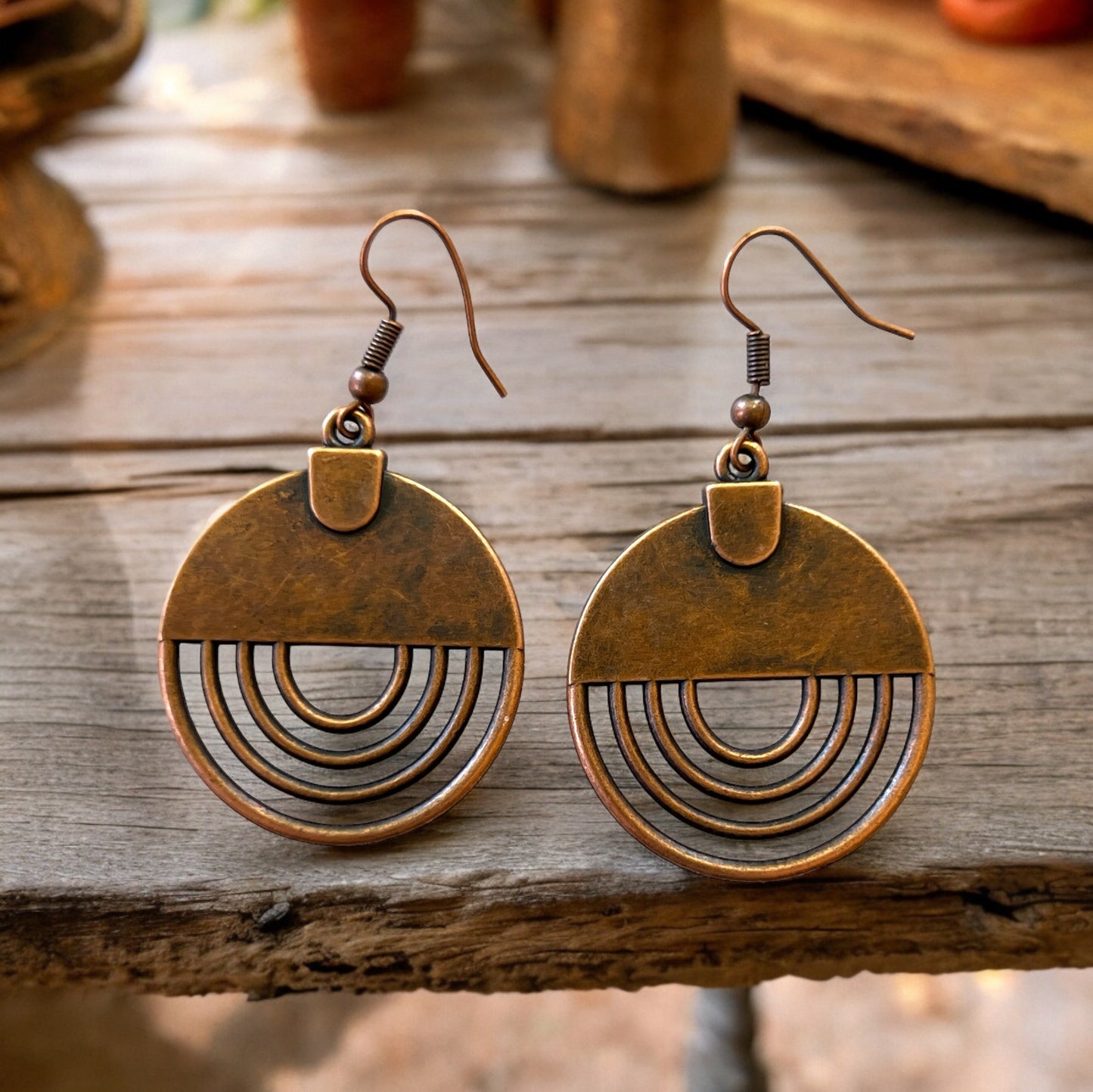 Boho Copper Round Earrings: Chic & Trendy Accessories