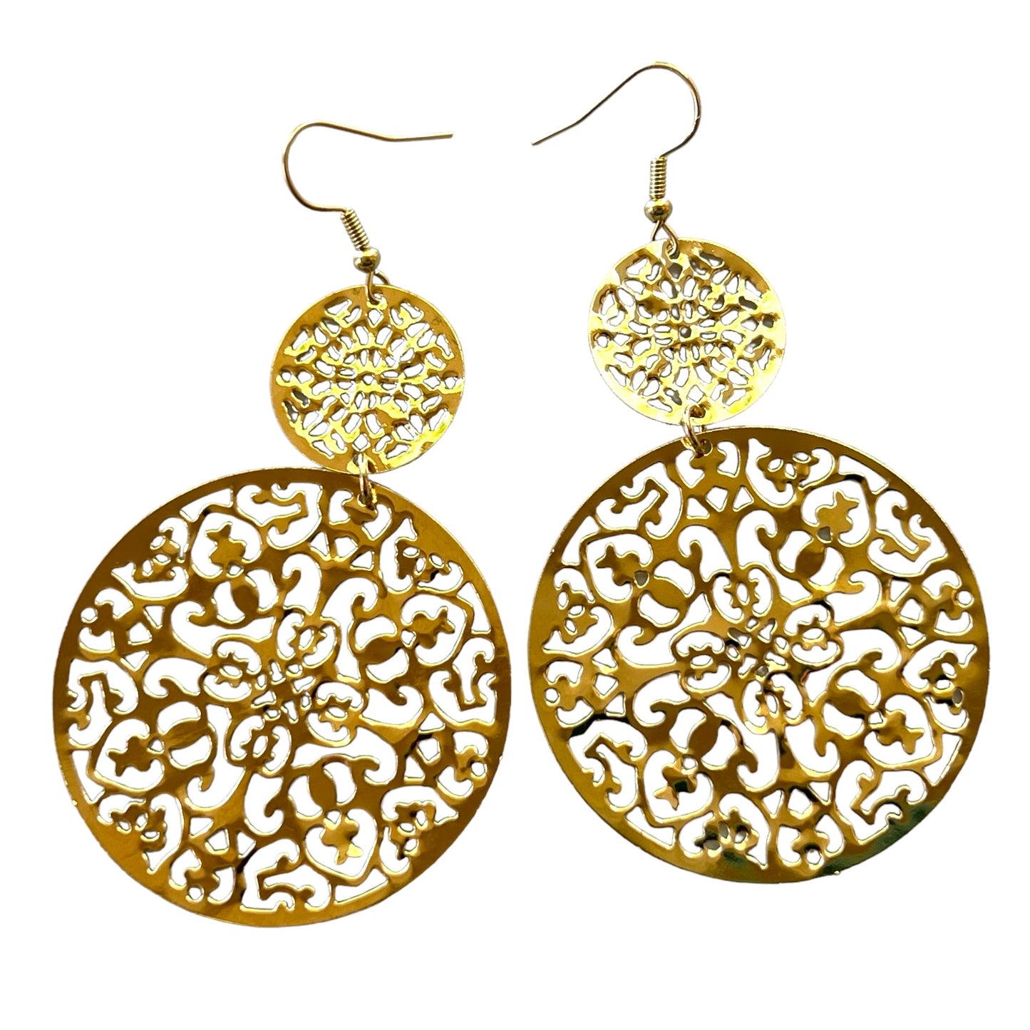 Round Gold Filigree Dangle Earrings: Elegant & Stylish Accessories