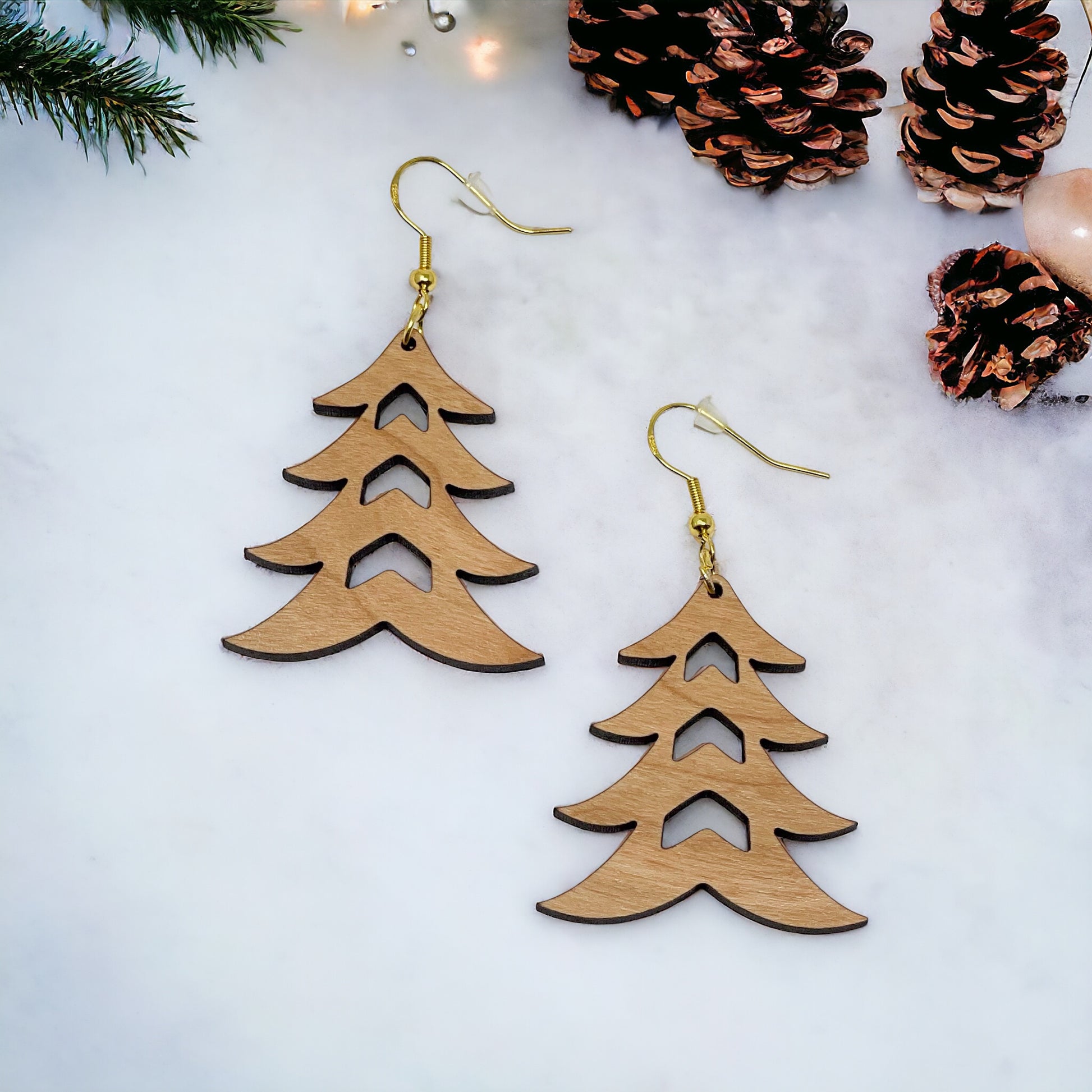 Tree Earrings - Rustic Wood Dangle Earrings with a Whimsical Boho Touch, Cute Winter Holiday Accessories | Nature-Inspired Jewelry