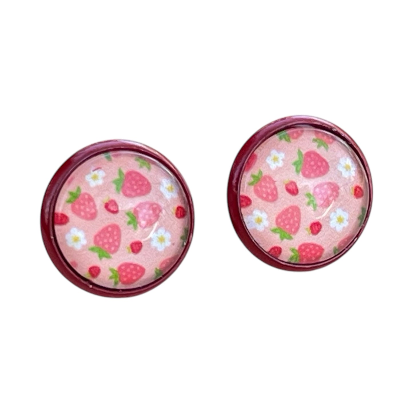 Strawberry Red Stud Earrings: Fruity Accents