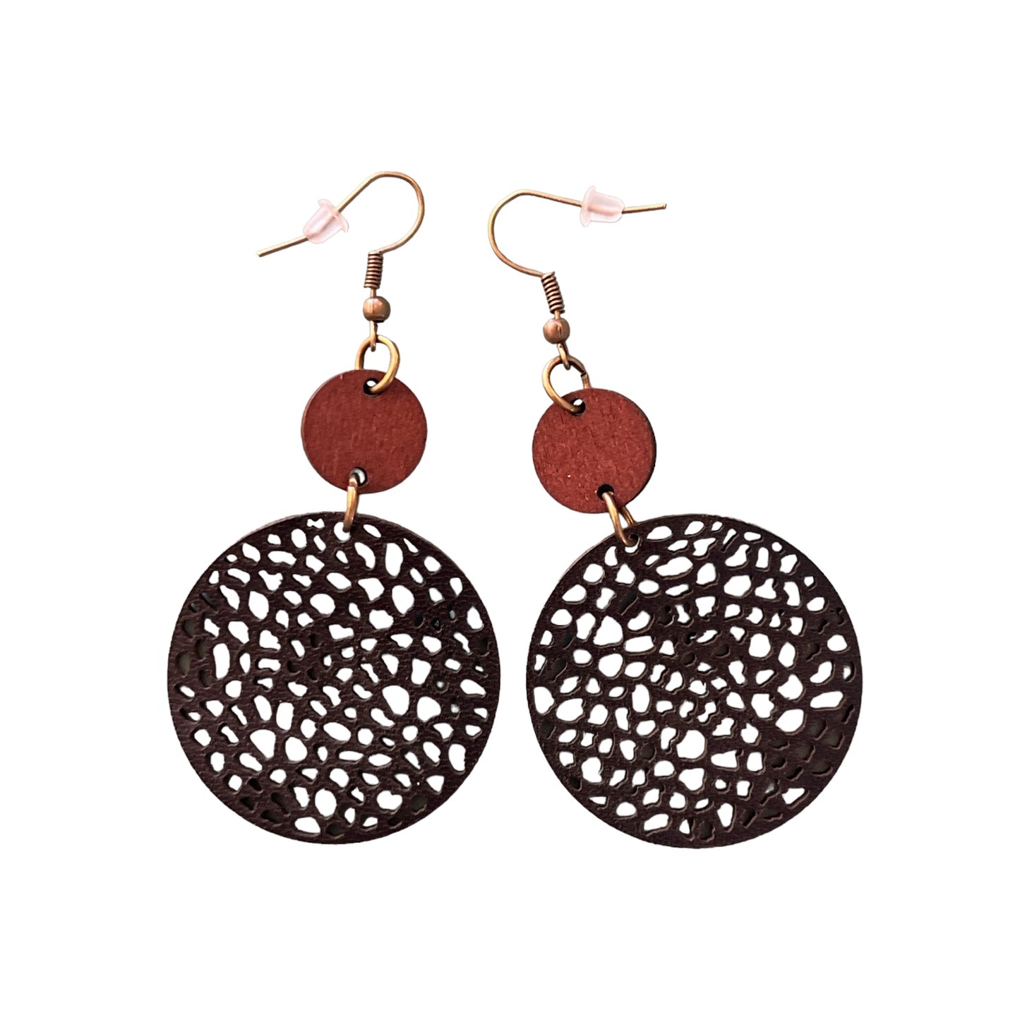 Natural Wood & Black Leather Earrings: Chic & Rustic Accessories