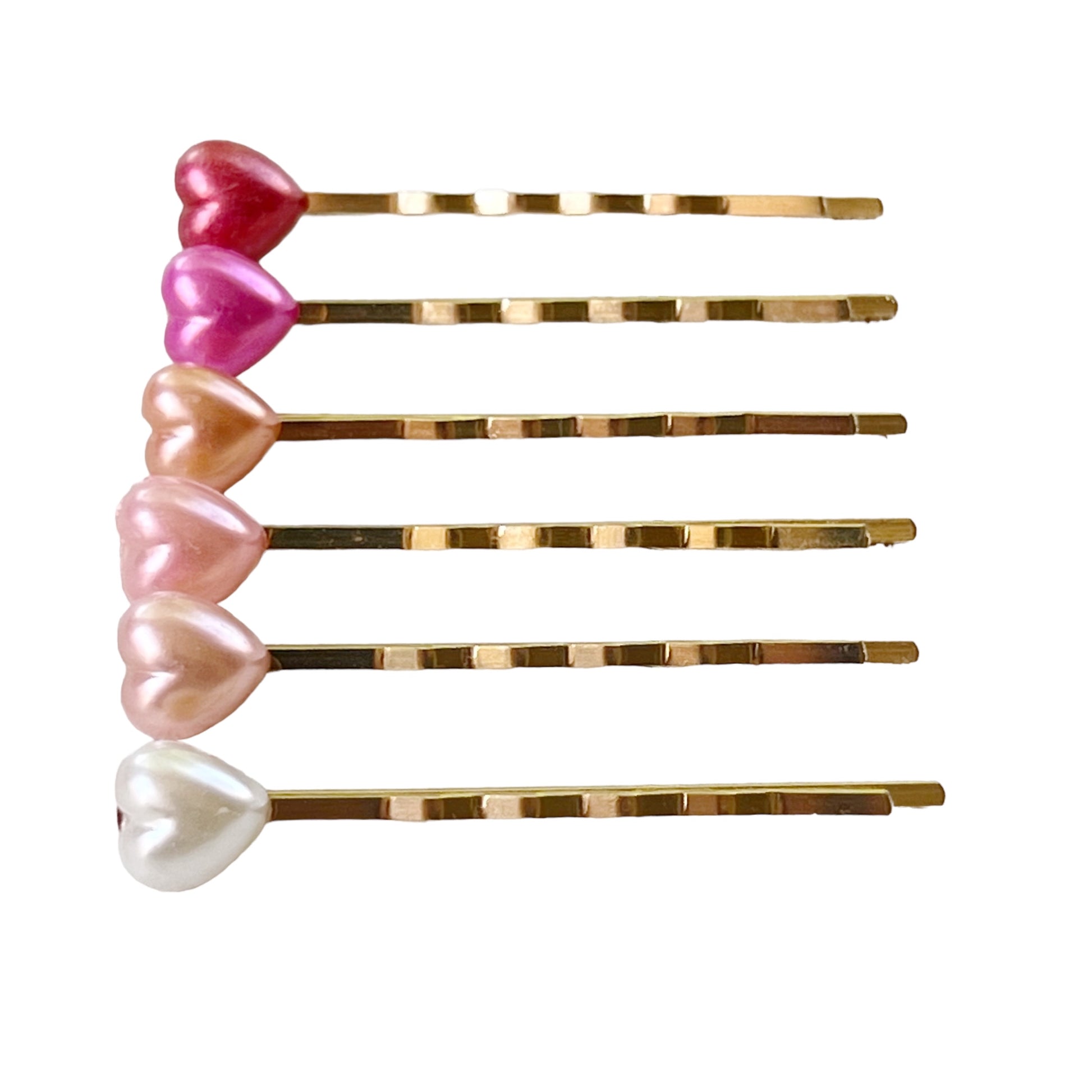 Gradient Pink Heart Bobby Pin Set of 6