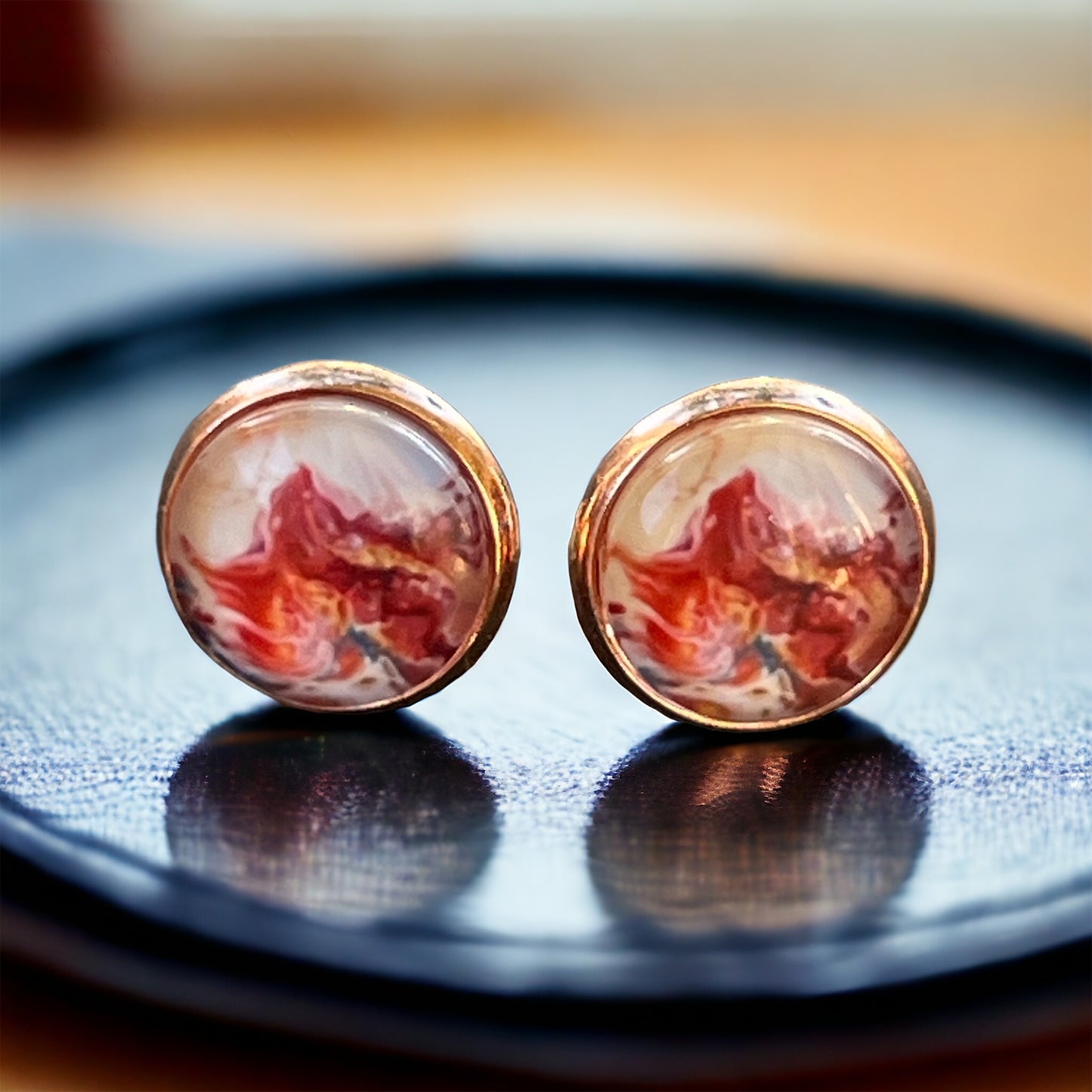 Pink Watercolor Rose Gold Stud Earrings: Elegant & Feminine Touches for Every Occasion