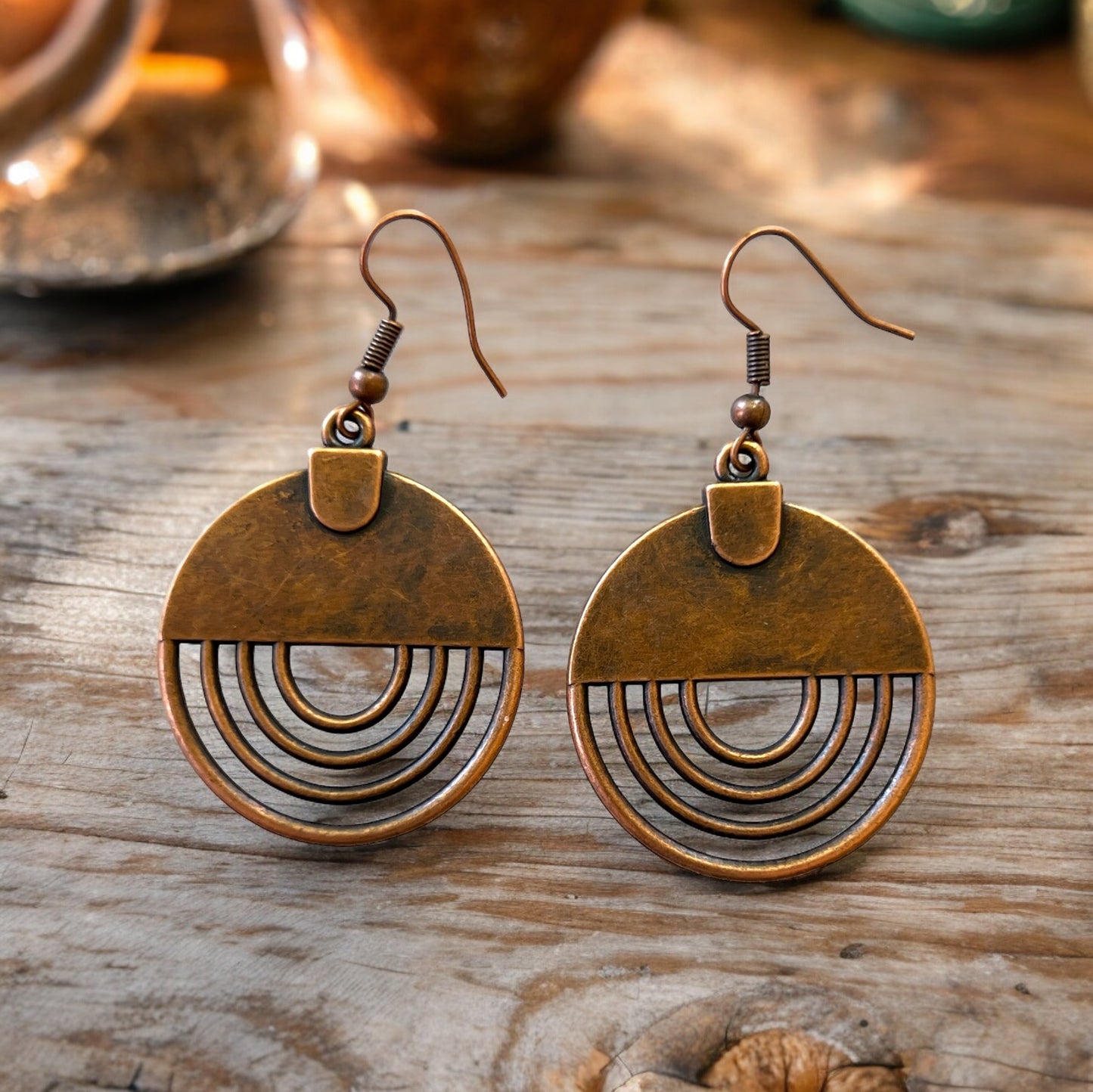 Boho Copper Round Earrings: Chic & Trendy Accessories