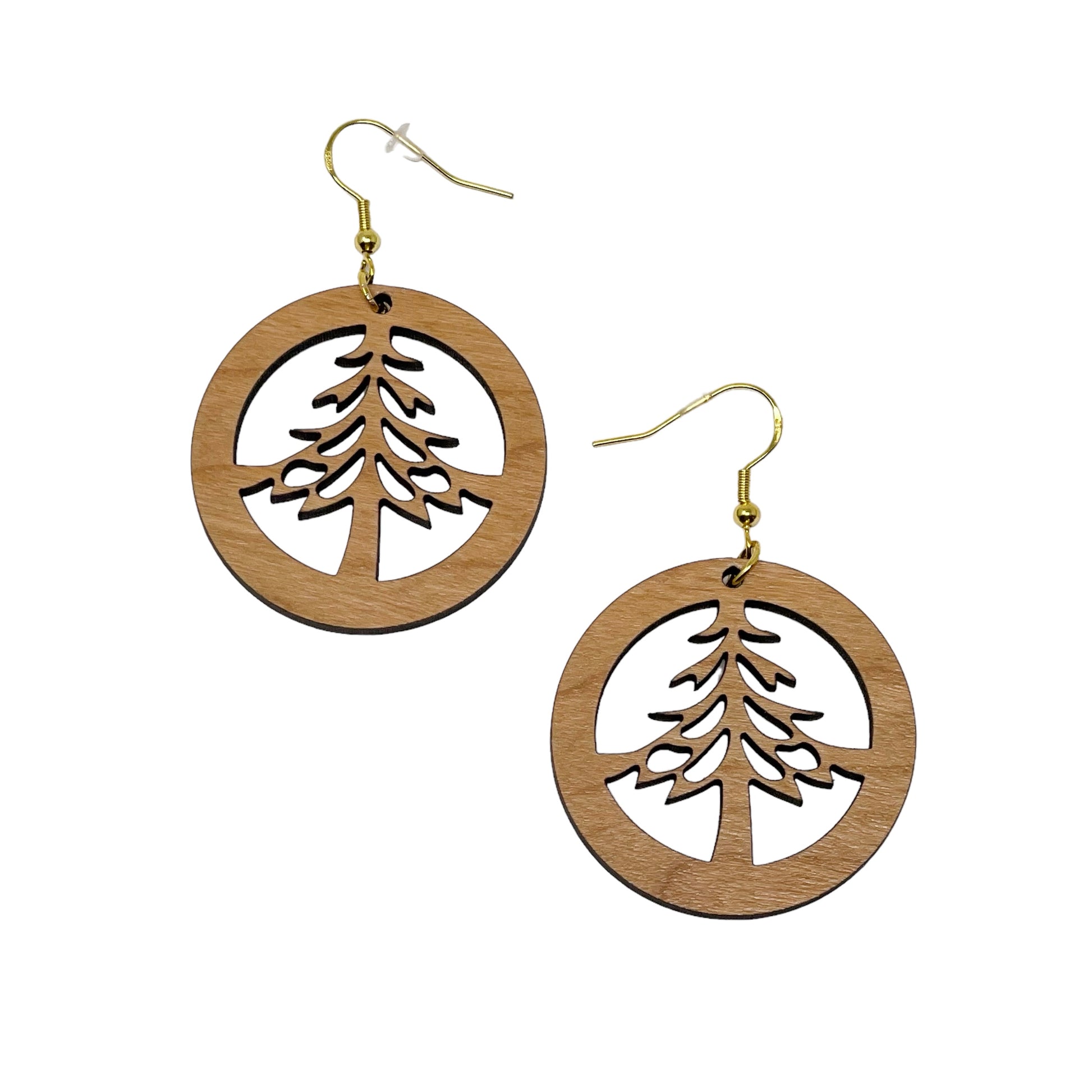 Rustic Dangle Earring with Pine Tree Design - Cute Winter Holiday Accessory, Nature-Inspired Jewelry for a Cozy and Rustic Look