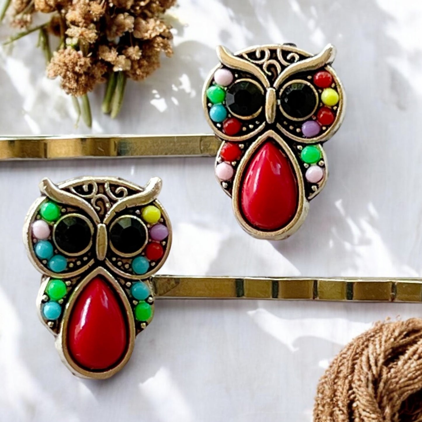 Seed Bead Owl Bobby Pins: Whimsical Charm for Your Hairstyle