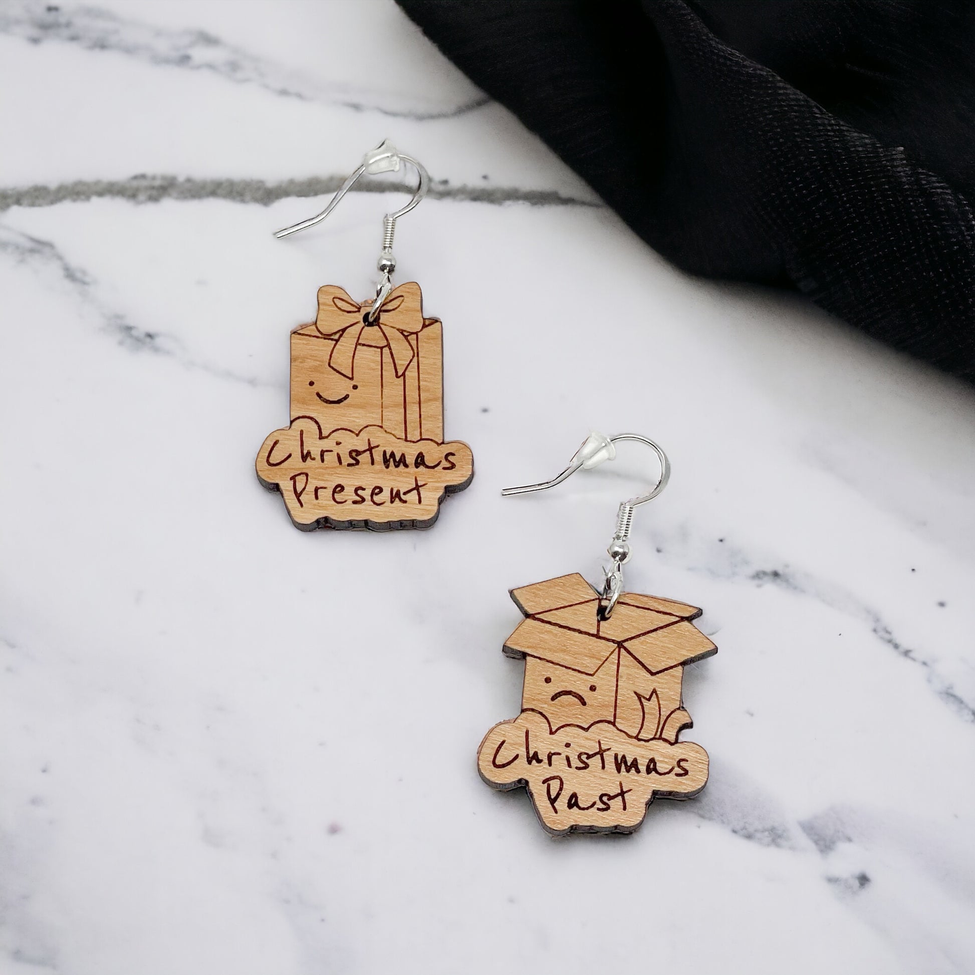 Funny Present Earrings, Rustic Dangle Earring, Funny Quote Earrings, Cute Winter Holiday Earring, Wood Word Earring, Country Western Jewelry