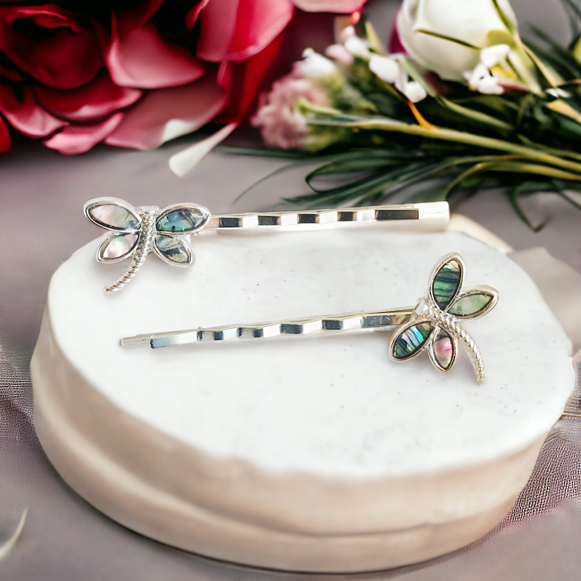 Women's Natural Shell Abalone Dragonfly Bobby Pin Hair Accessories - Exquisite Nature-Inspired Styling