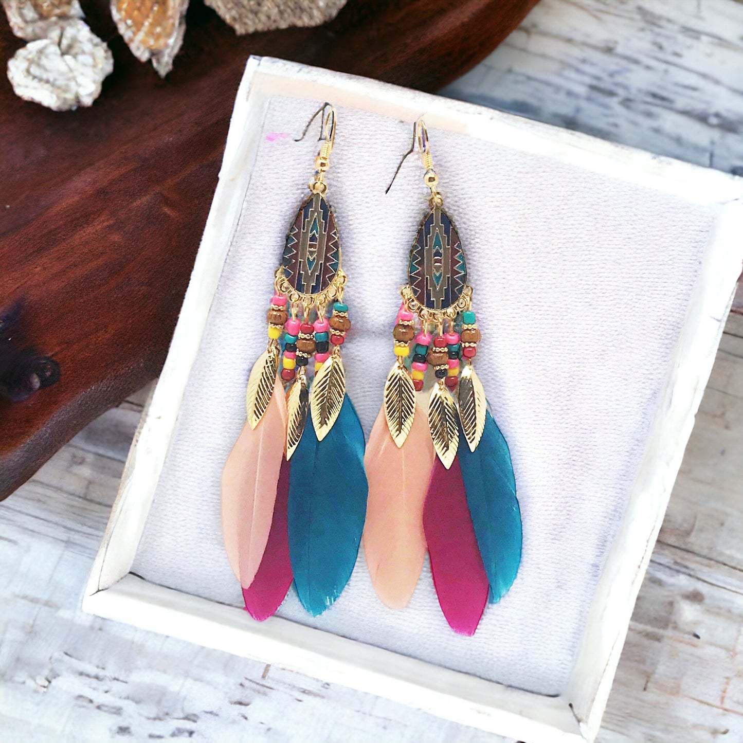 Multi-Colored Feather Earrings - Bohemian-Inspired Vibrant Accessories