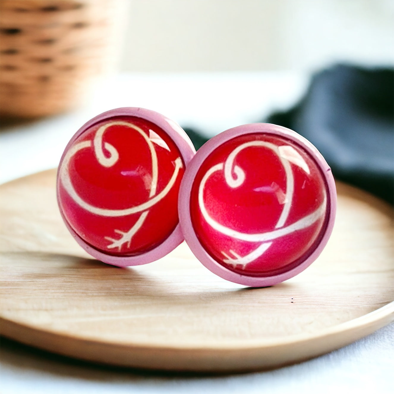 Red, White, & Pink Heart Stud Earrings: Sweet and Romantic Accessories