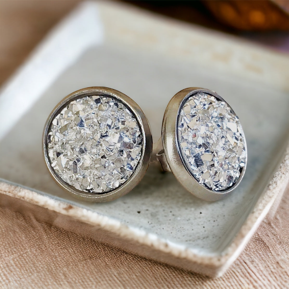 Silver Druzy Stud Earrings: Stylish Accents for Everyday Wear