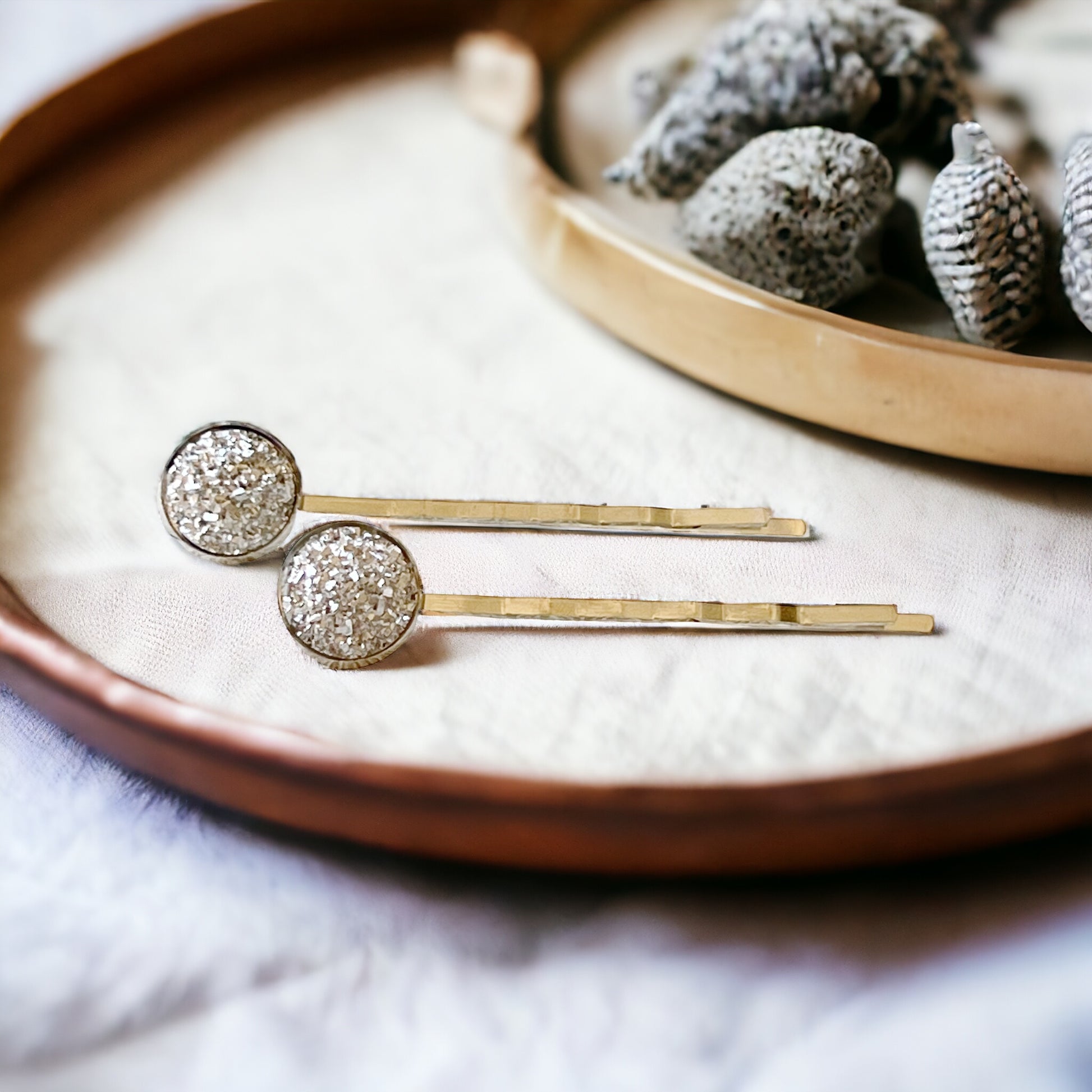 Silver Druzy Hair Pins: Sparkling Accents for Stylish Hairstyles