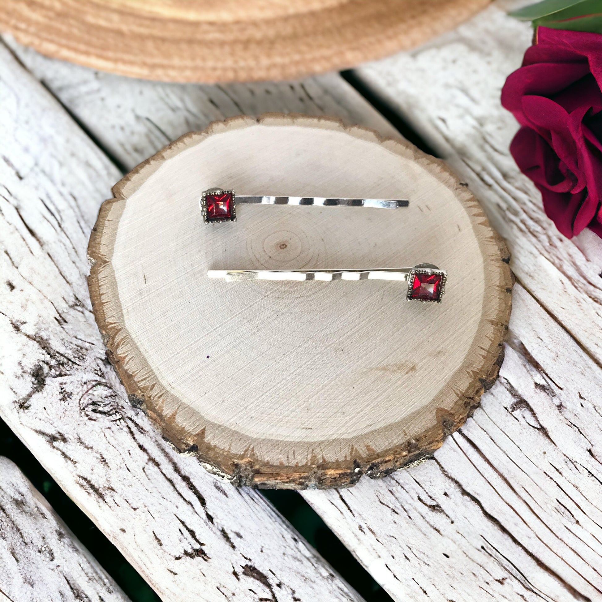 Red Acrylic Square Hair Pins: Boho Chic Accessories for Unique Hairstyles