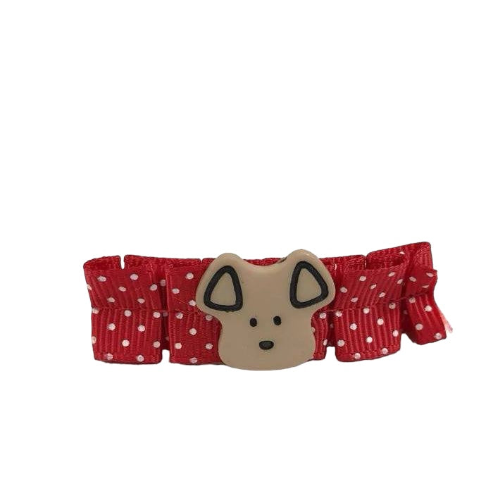 Red Hair Clip with Dog Embellishment - Cute & Playful Hair Accessory