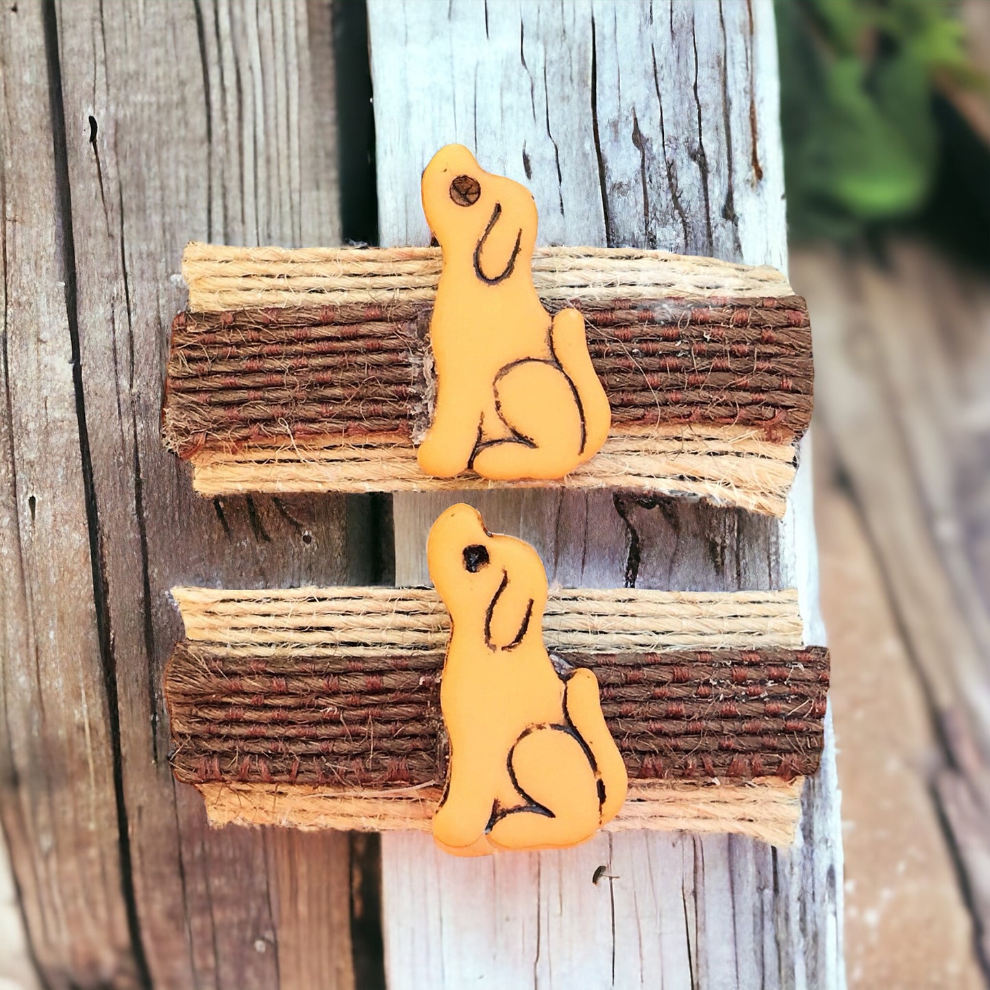 Brown Hair Clips with Dog Embellishments - Cute & Playful Hair Accessory