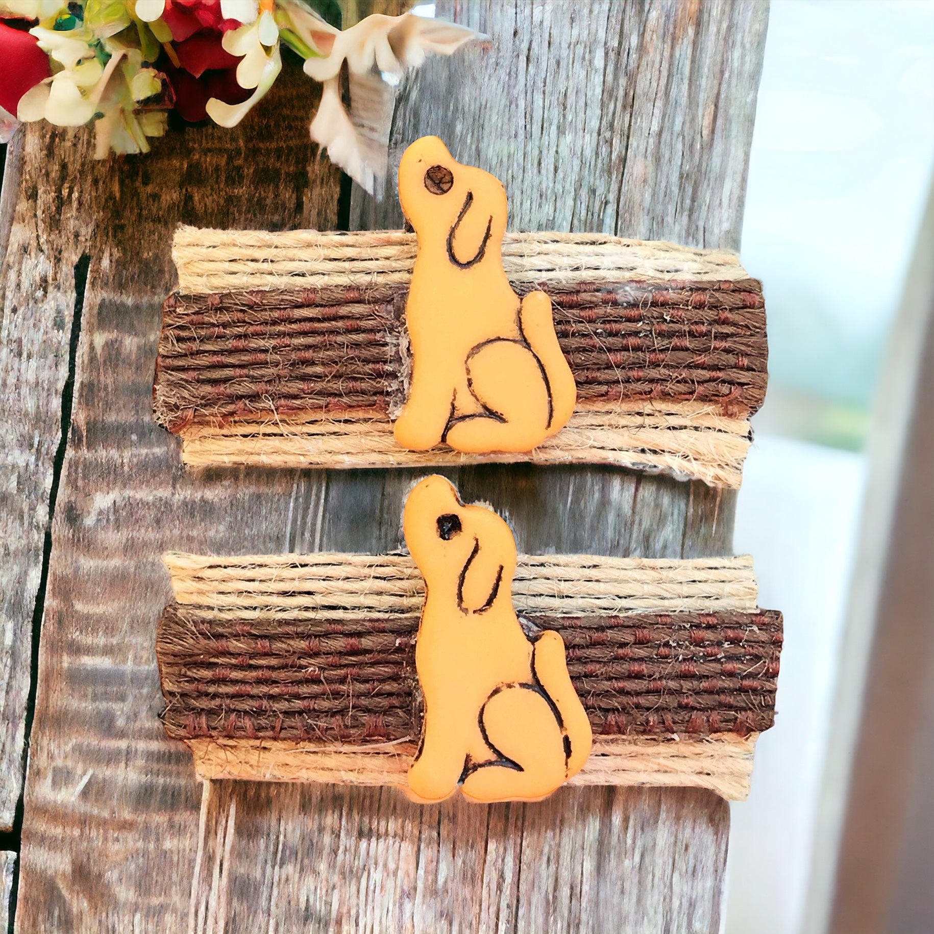 Brown Hair Clips with Dog Embellishments - Cute & Playful Hair Accessory