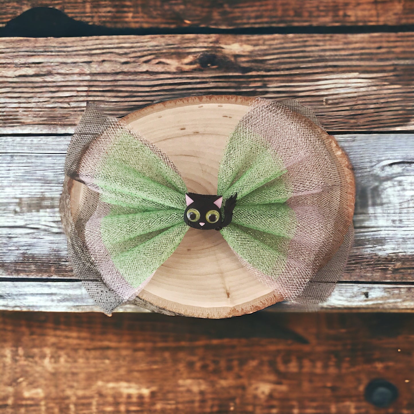 Halloween Black Spooky Cat Hair Bow Clip - Fun and Festive Halloween Accessory