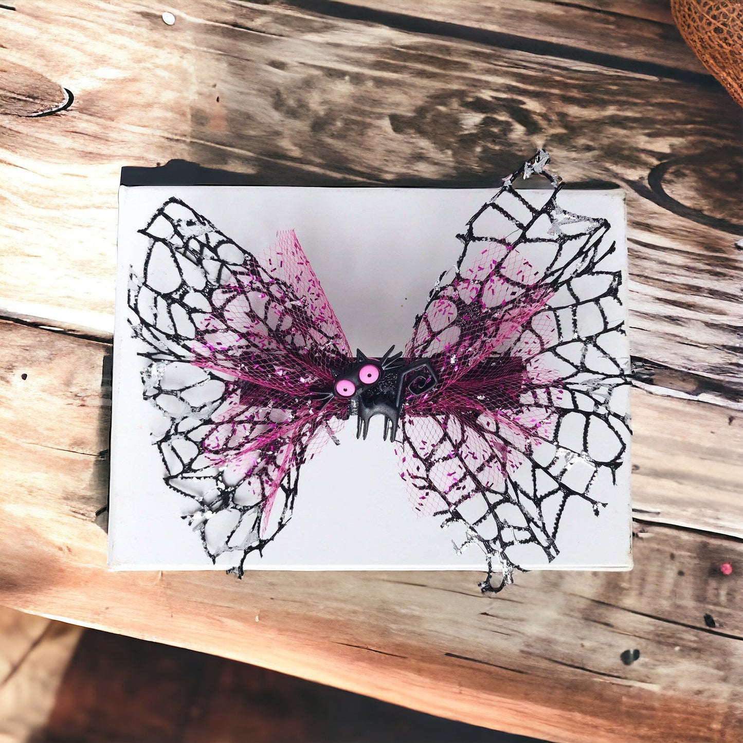 Halloween Black Spooky Cat Pink Hair Bow - Fun & Festive Halloween Accessory with a Pop of Color