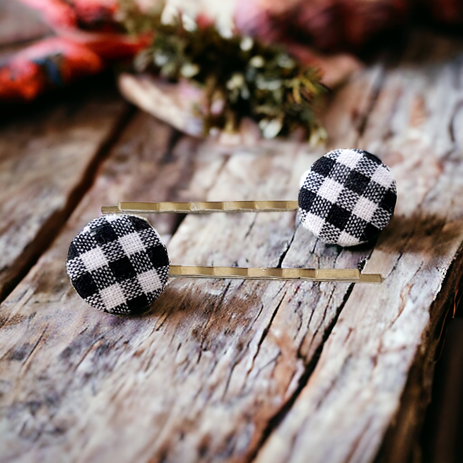 Black & White Buffalo Plaid Bobby Pins - Stylish & Trendy Hair Accessories