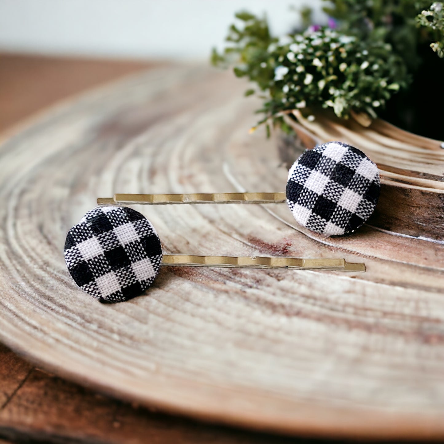 Black & White Buffalo Plaid Bobby Pins - Stylish & Trendy Hair Accessories