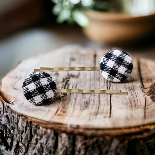 Black & White Buffalo Plaid Bobby Pins - Stylish & Trendy Hair Accessories