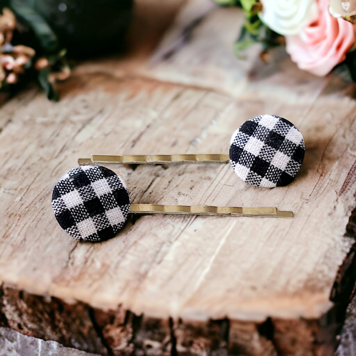 Black & White Buffalo Plaid Bobby Pins - Stylish & Trendy Hair Accessories