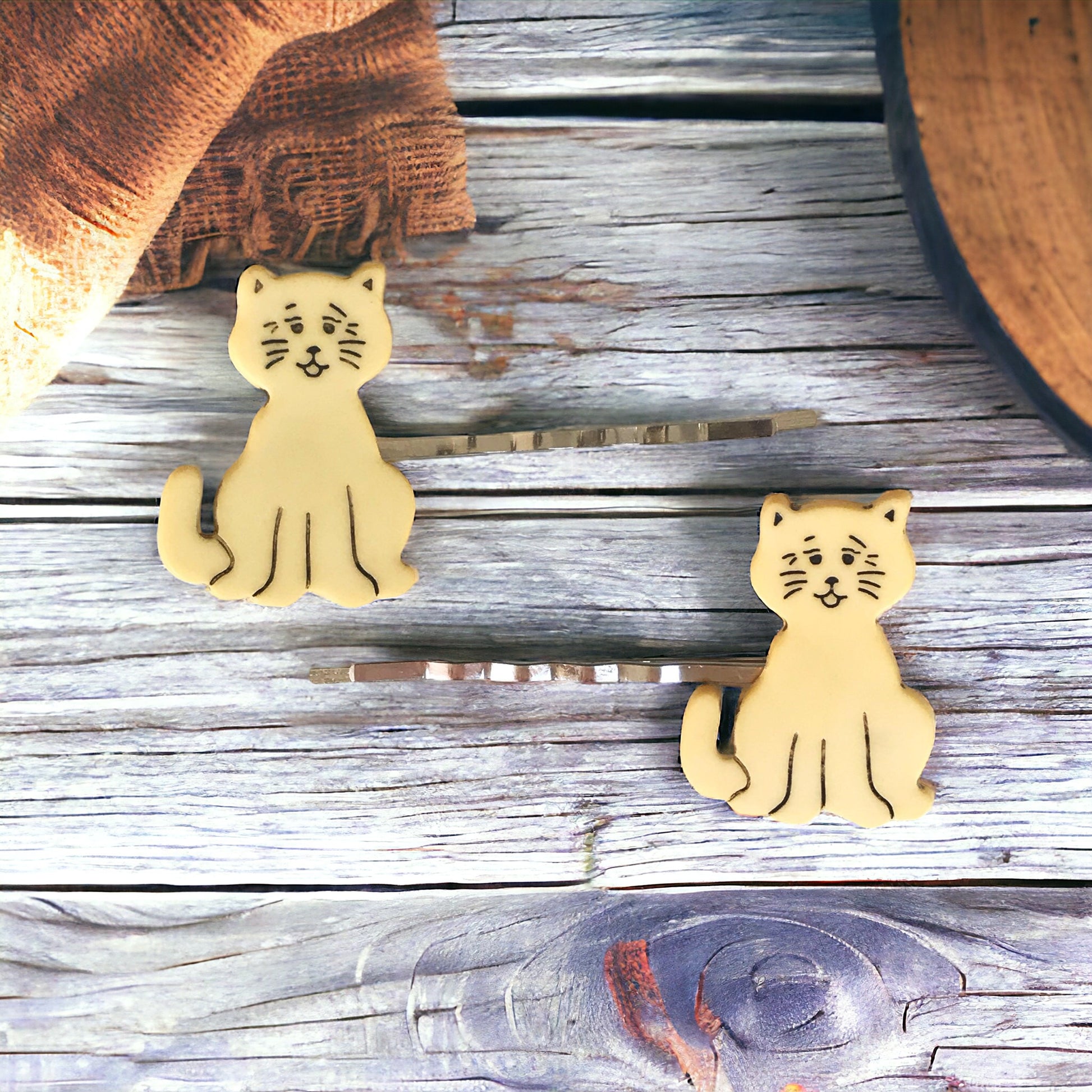 Yellow Cat Hair Pins: Adorable Feline Accents for Your Hairstyle